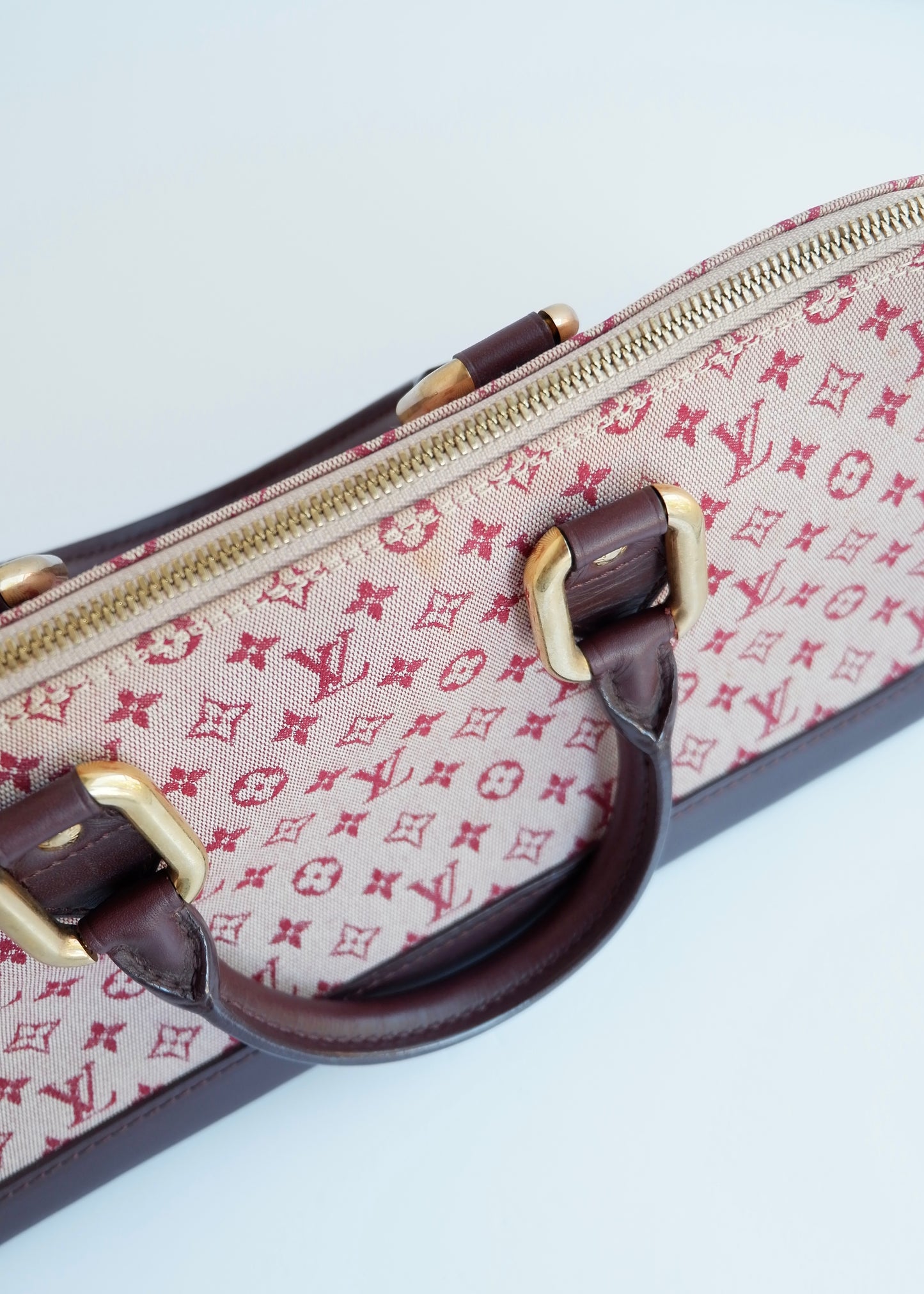 Authentic Preowned Louis Vuitton Burgundy Mini Lin Long Alma