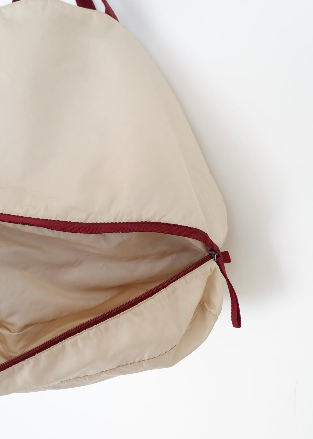 Authentic Preowned Prada Beige/ Burgundy Nylon Oversized Tote Bag