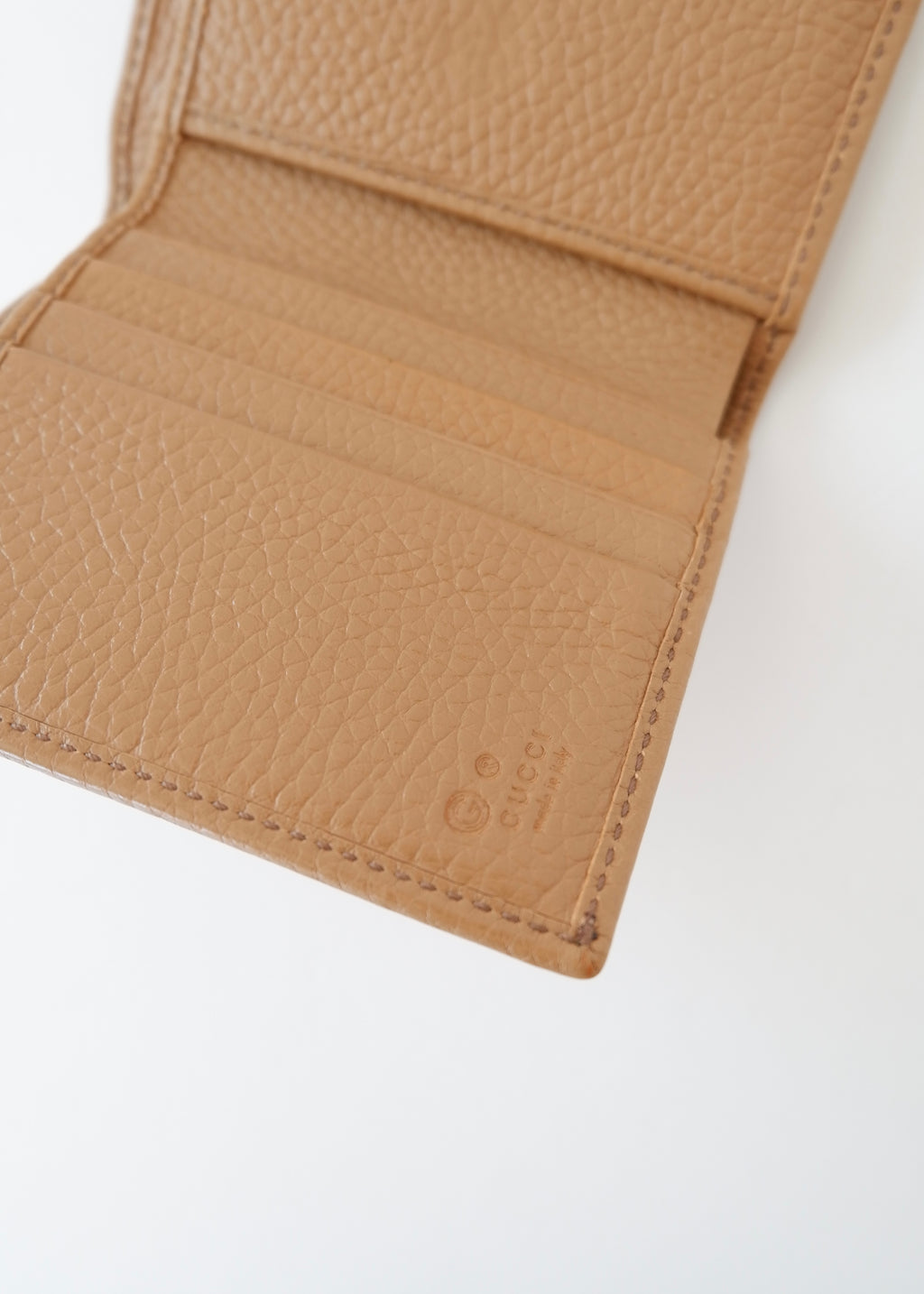 Authentic Preowned Gucci Beige Leather Bi - Fold Wallet