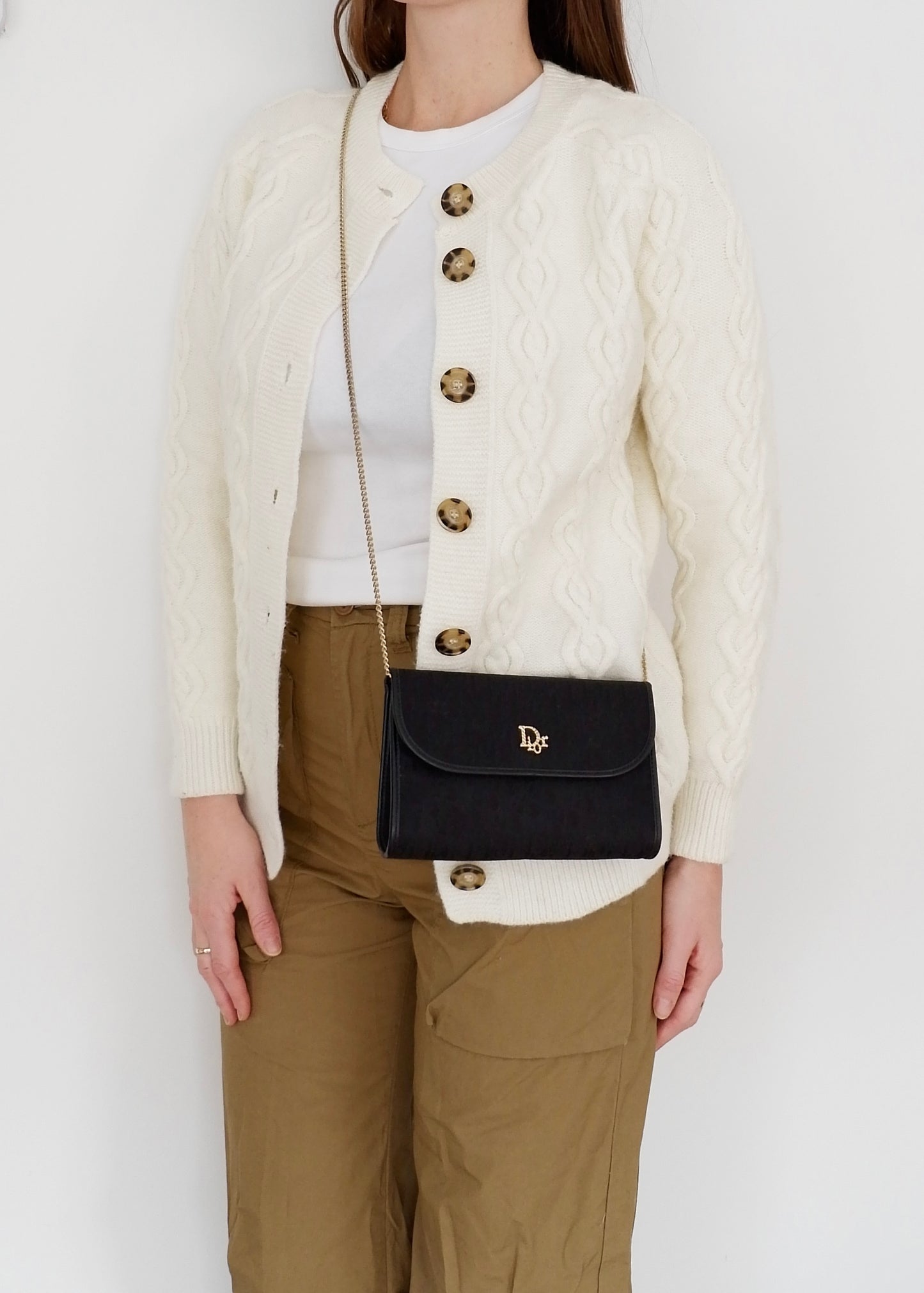 Authenti Preowned Vintage Dior Black Trotter Chain Shoulder Bag