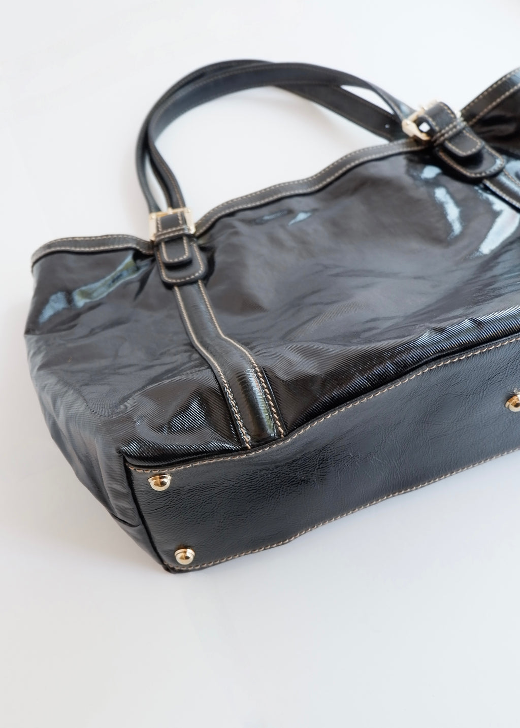 Preowned Gucci Black Dialux/ Patent Leather Britt Shoulder Tote