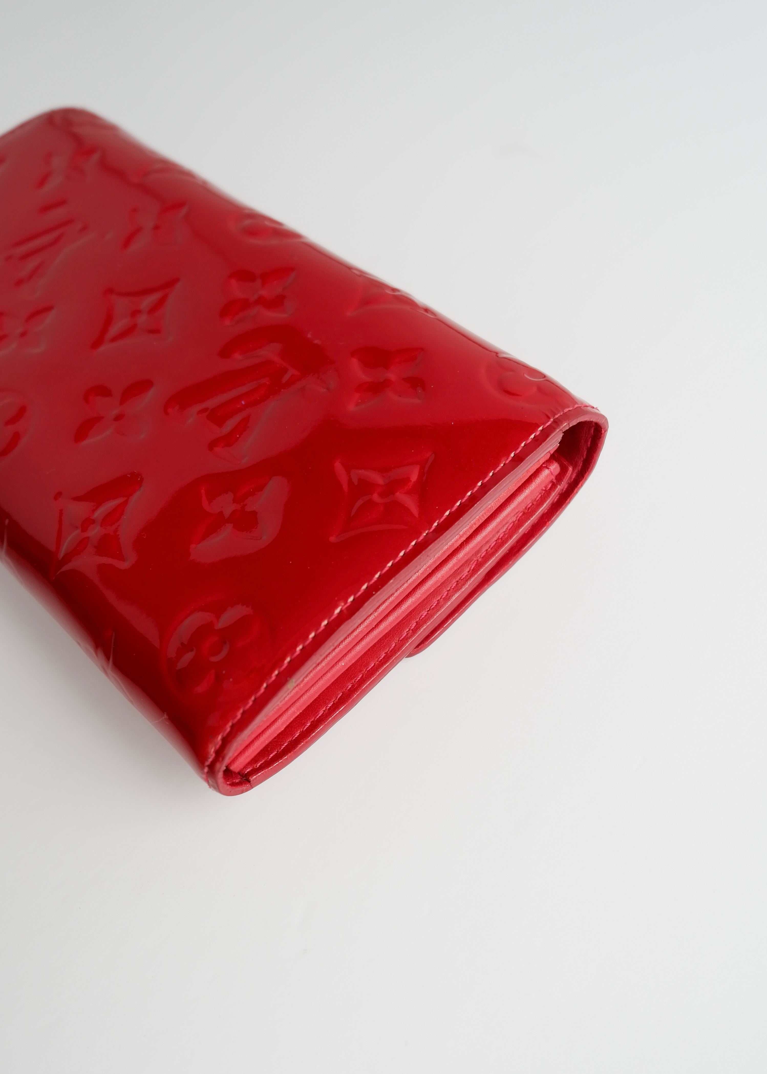 Authentic Preowned Louis Vuitton Red Monogram Vernis Long Sarah Wallet