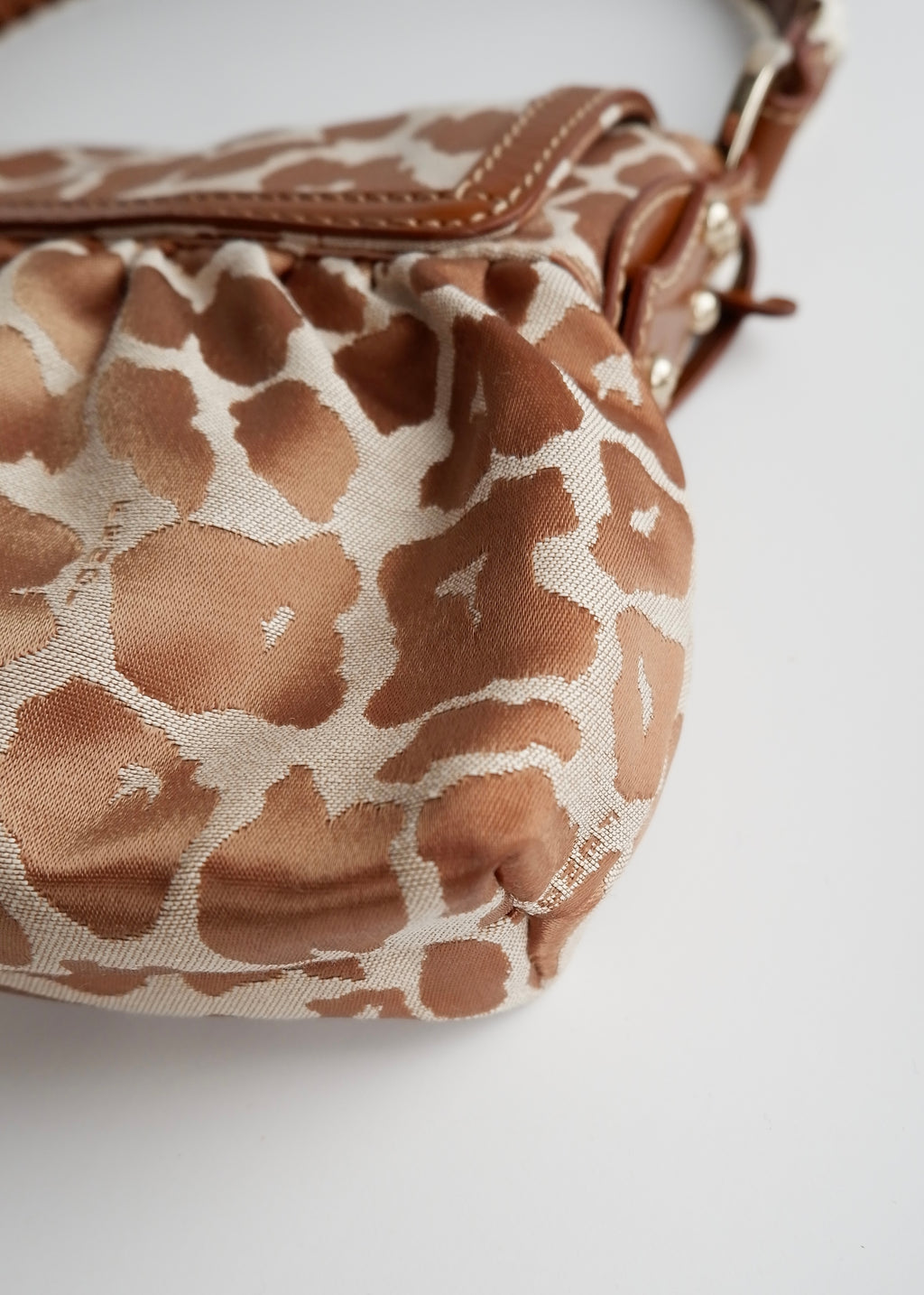 Authentic Preowned Fendi Brown Leopard Fabric Chef Shoulder Bag