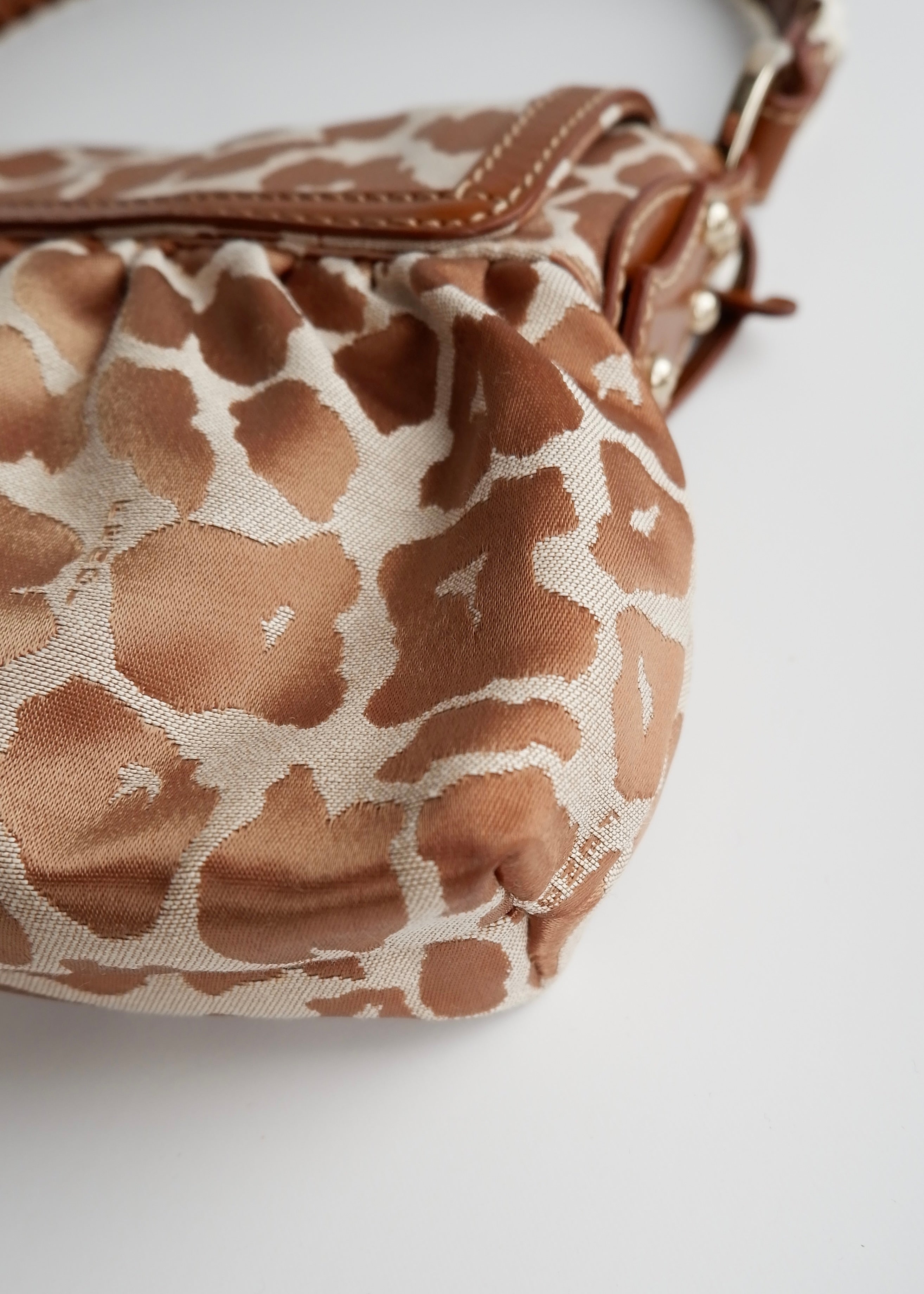 Authentic Preowned Fendi Brown Leopard Fabric Chef Shoulder Bag