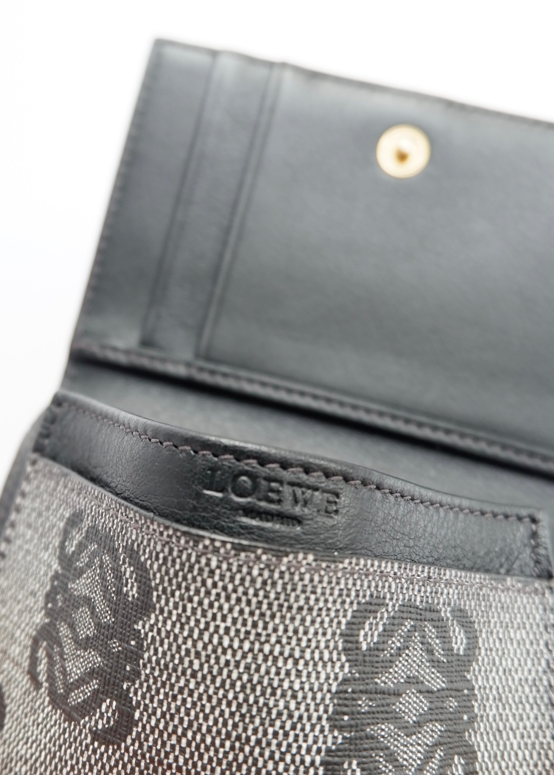 Authentic Preowned Loewe Navy Coated Canvas Anagram Logo Card Holder