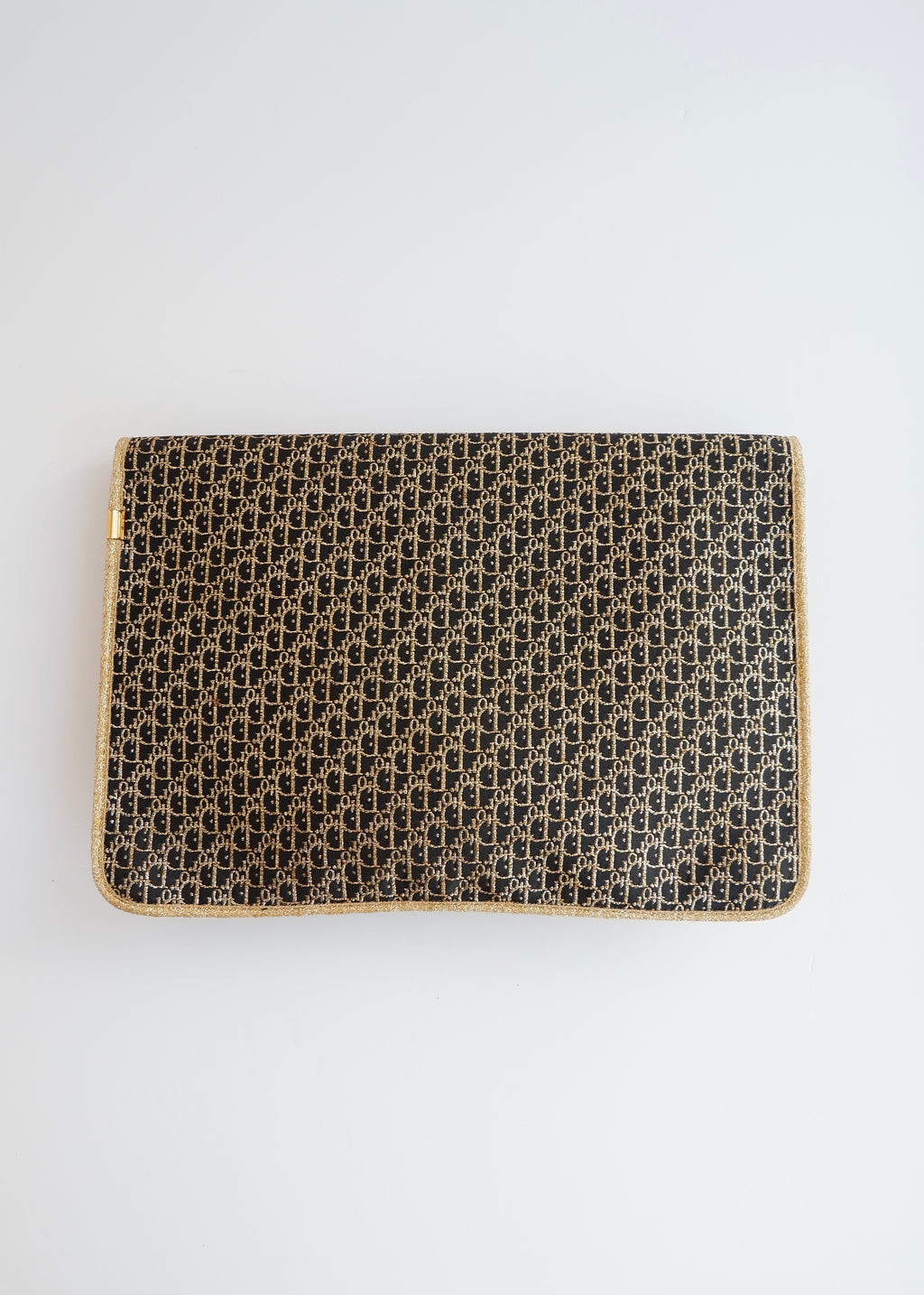 Preowned Vintage Christian Dior Navy/ Gold Fabric Pouch