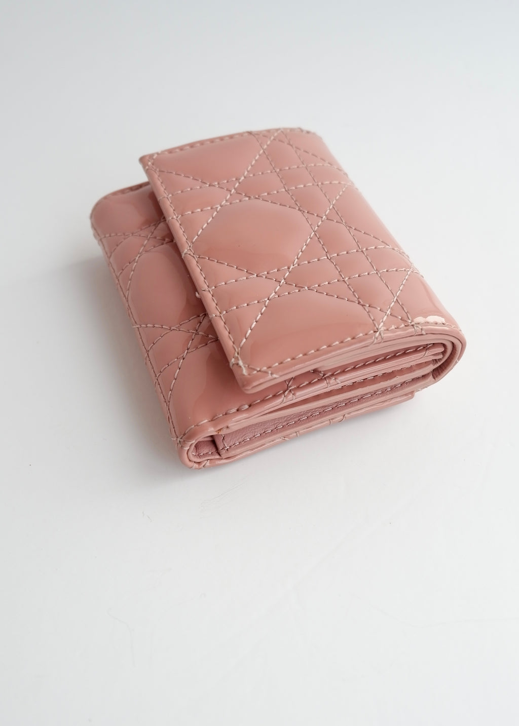Authentic Preowned Dior Dusty Rose Patent Leather Lotus Wallet
