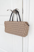 Authentic Preowned Vintage Fendi Brown Canvas Zucchino Print East West Shoulder Bag
