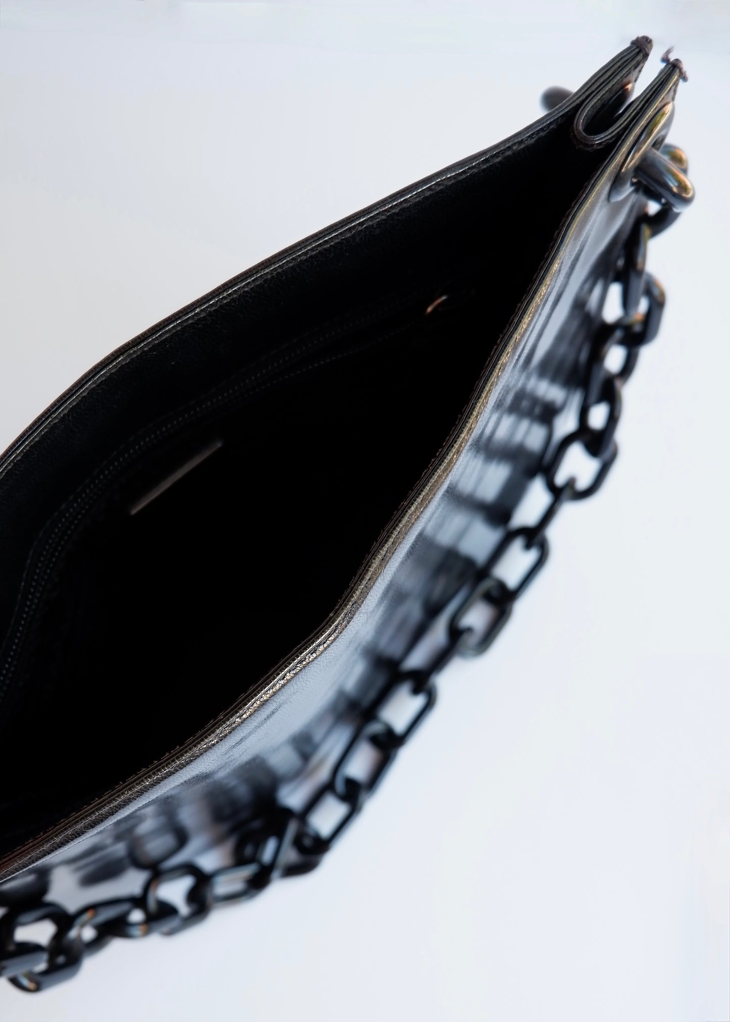 Authentic Preowned Vintage Prada Black Patent Leather Long Chain Shoulder Bag