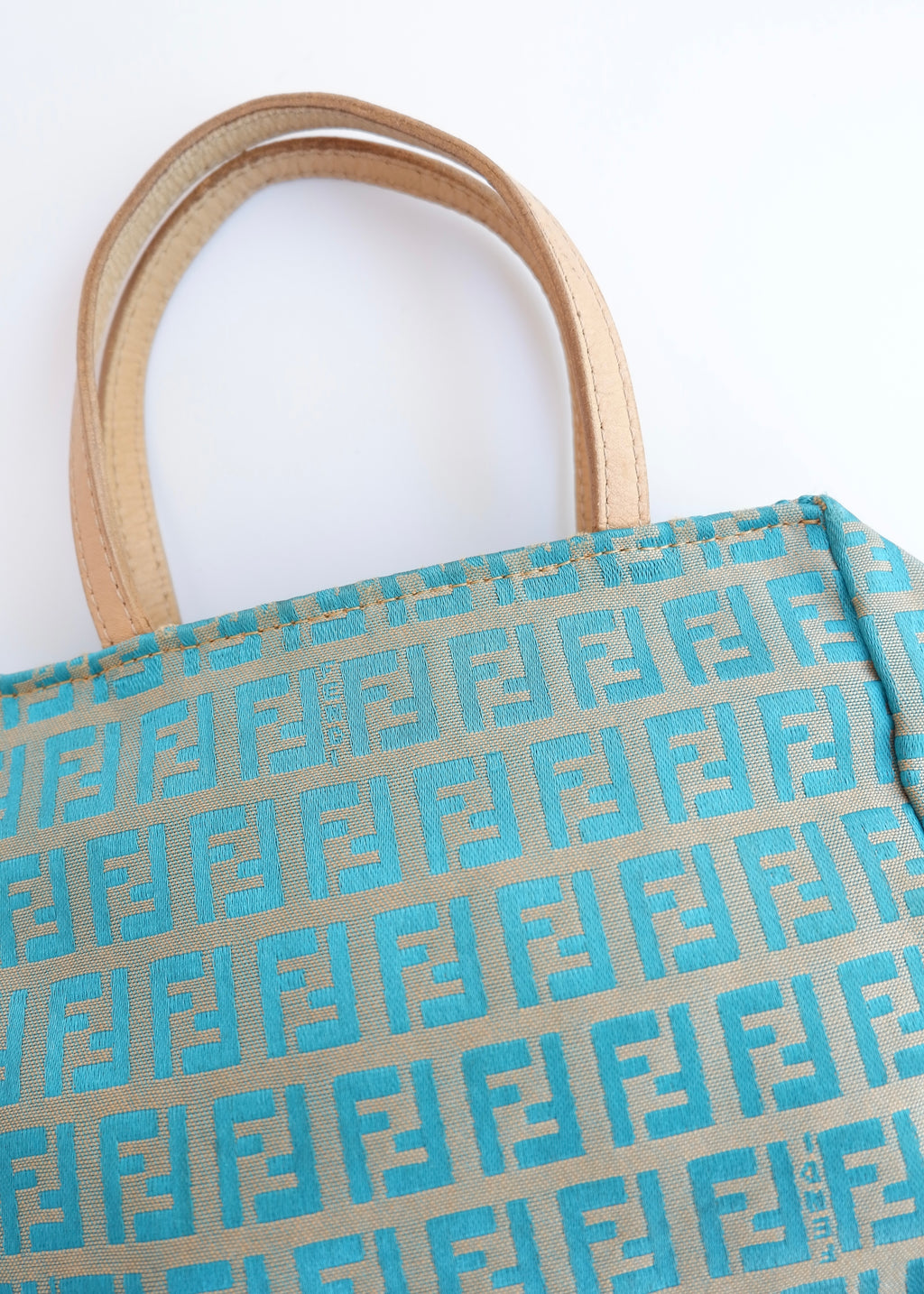 Authentic Preowned Fendi Turquoise Canvas Zucchino Micro Handbag