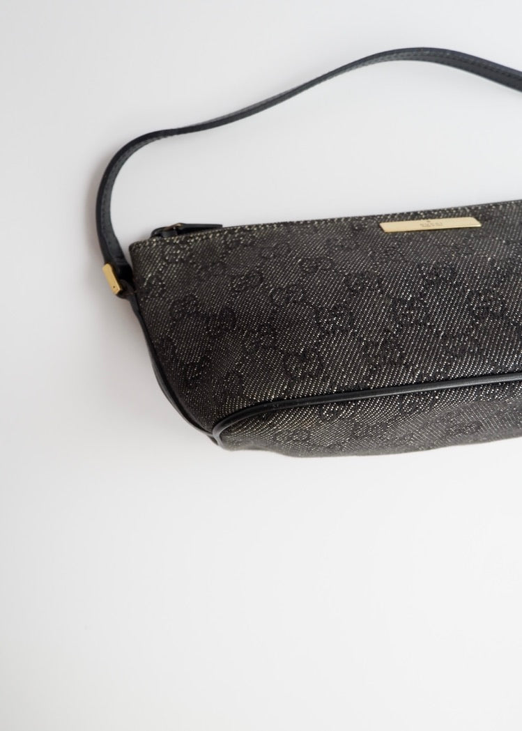 Authentic Preowned Gucci Black GG Canvas Boat Pochette