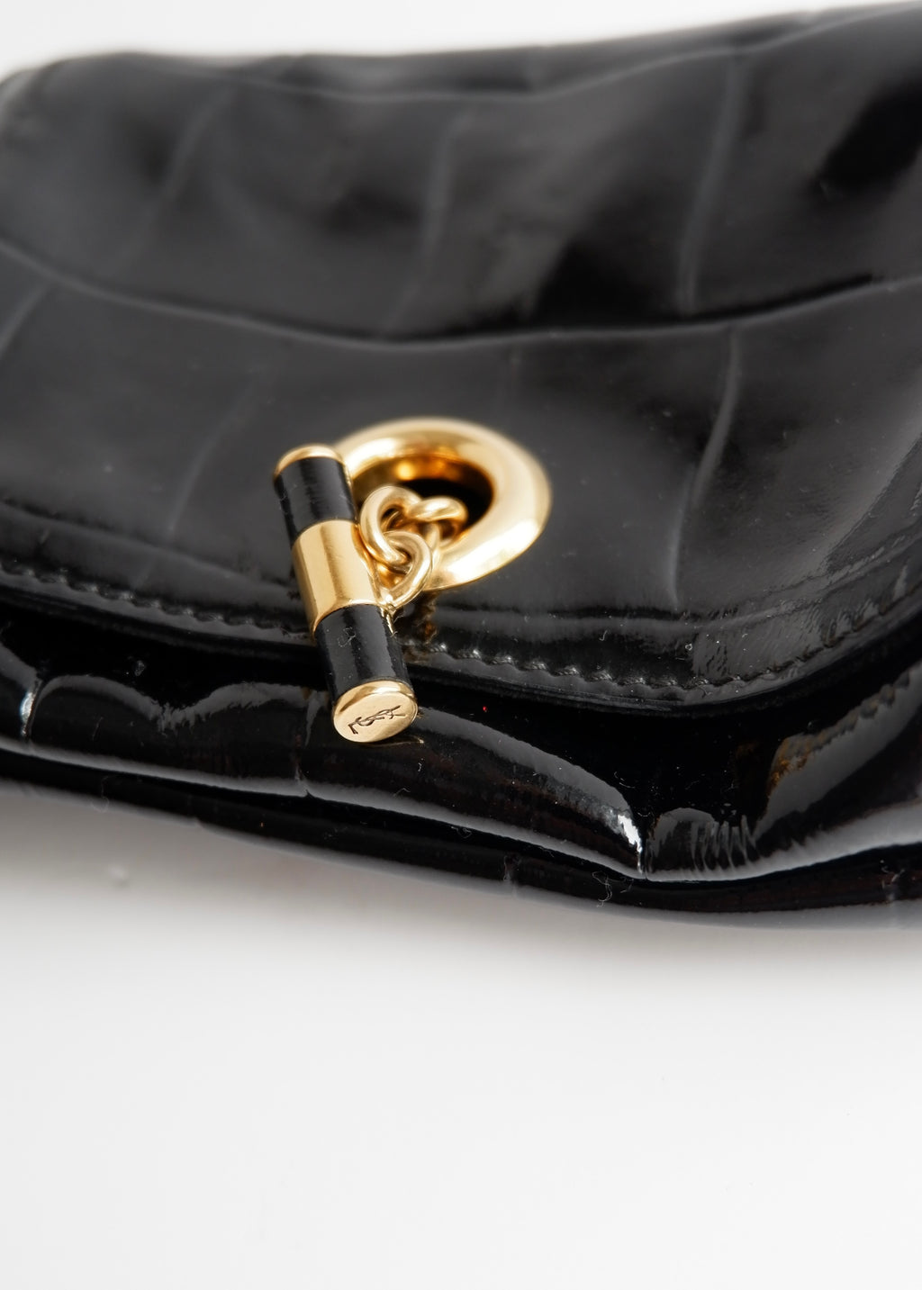Authentic Preowned Vintage YSL (Yves Saint Laurent) Black Patent Leather Shoulder Bag GHW
