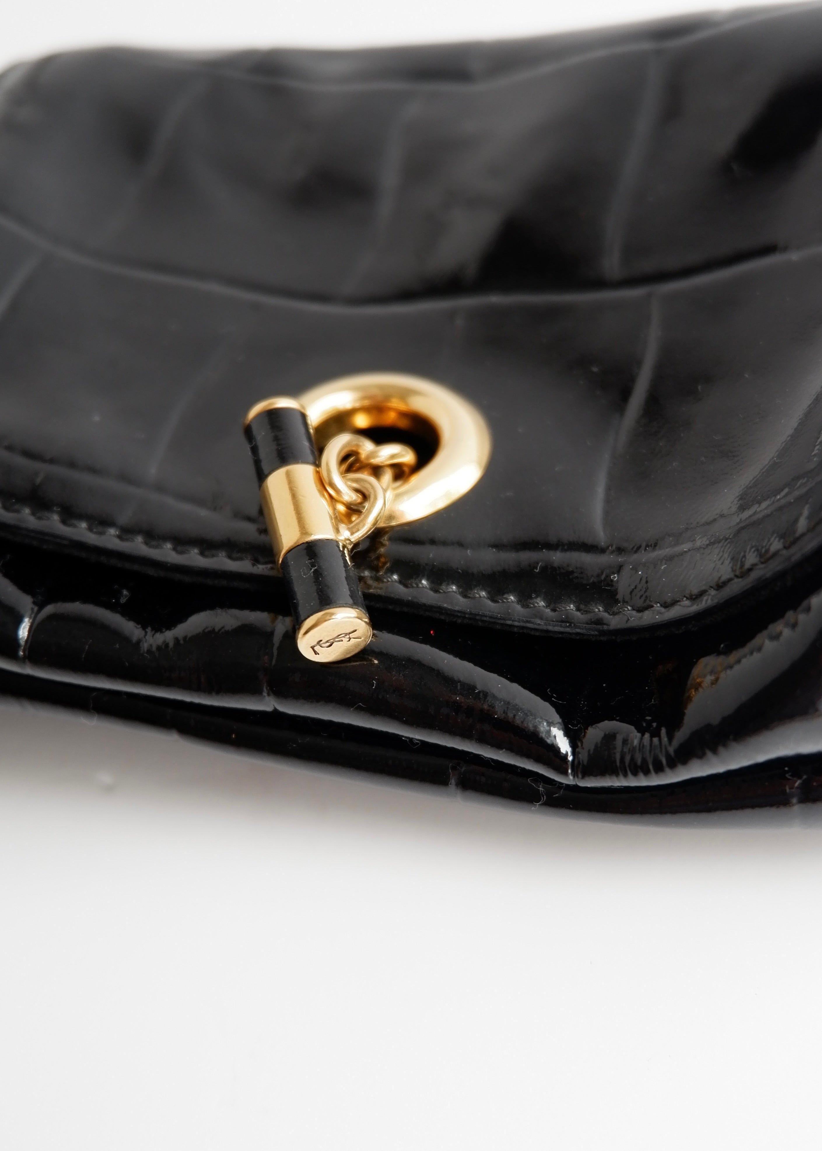 Authentic Preowned Vintage YSL (Yves Saint Laurent) Black Patent Leather Shoulder Bag GHW
