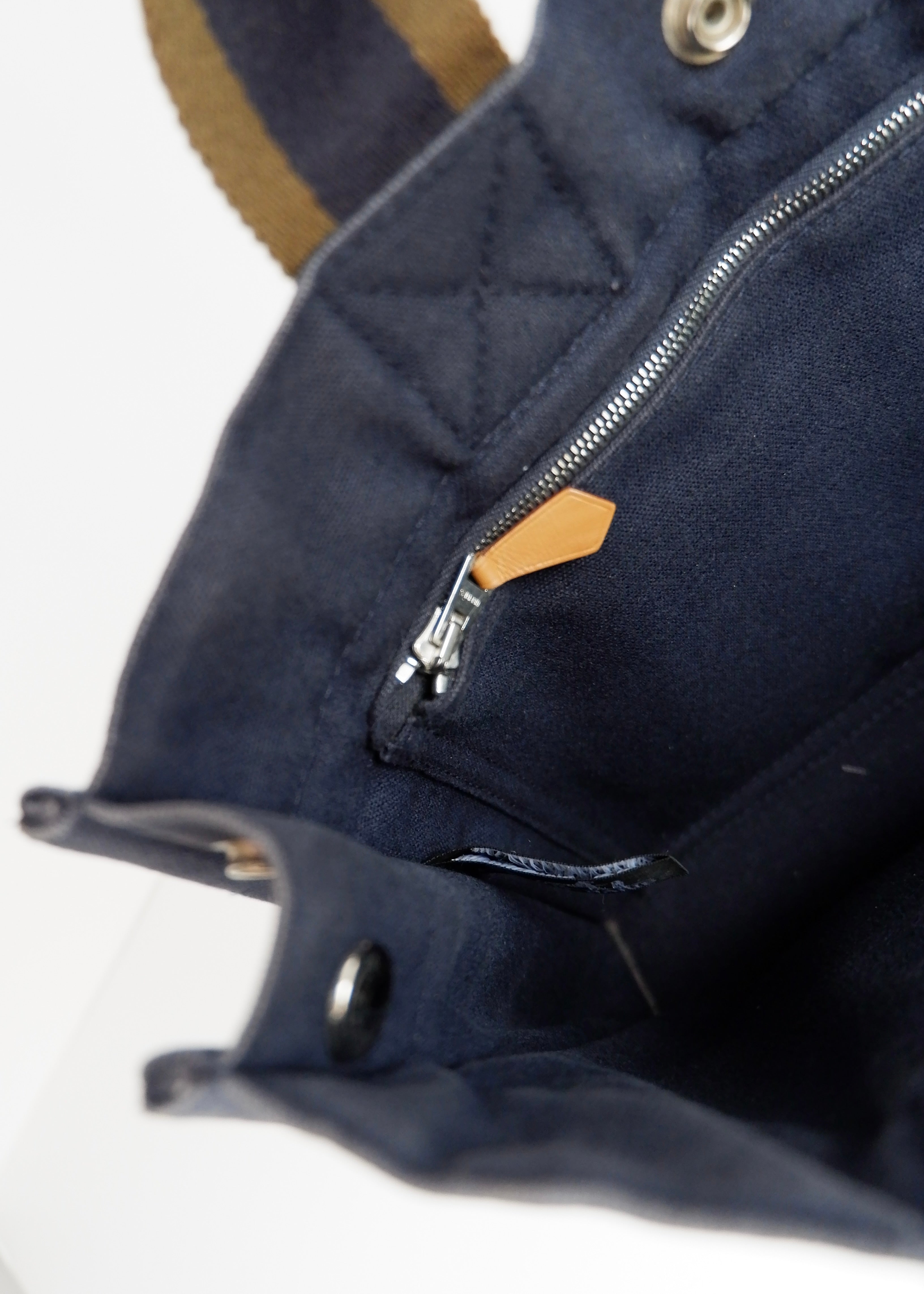 Sac cabas Hermes Fourre Tout PM toile marine authentique d'occasion