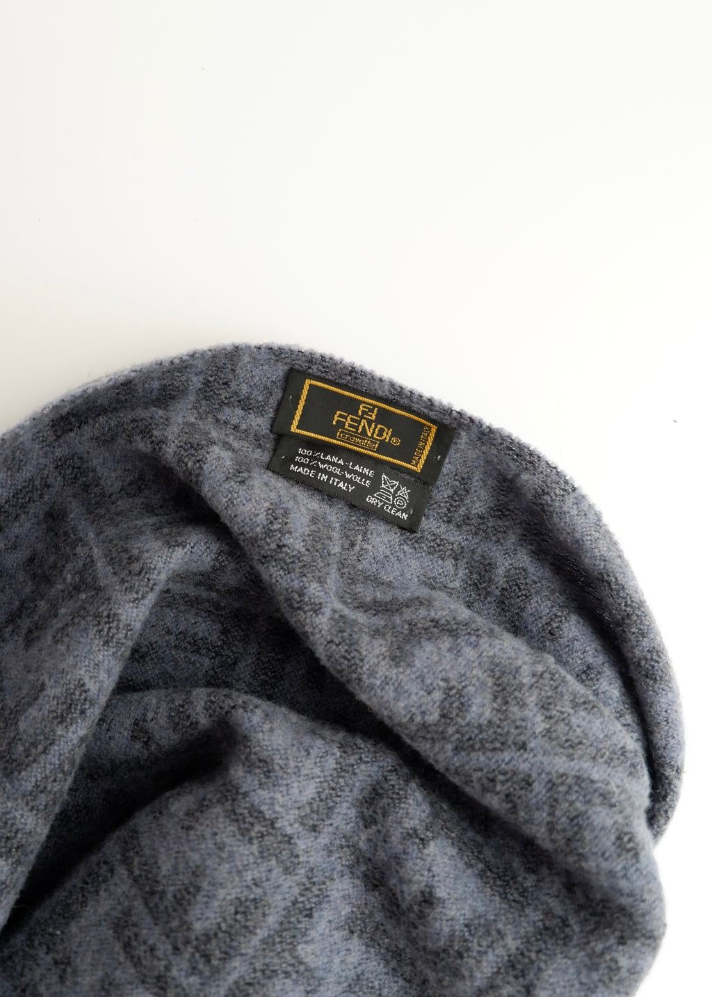 Authentic Preowned Fendi Grey-Blue Zucca Print Wool Scarf