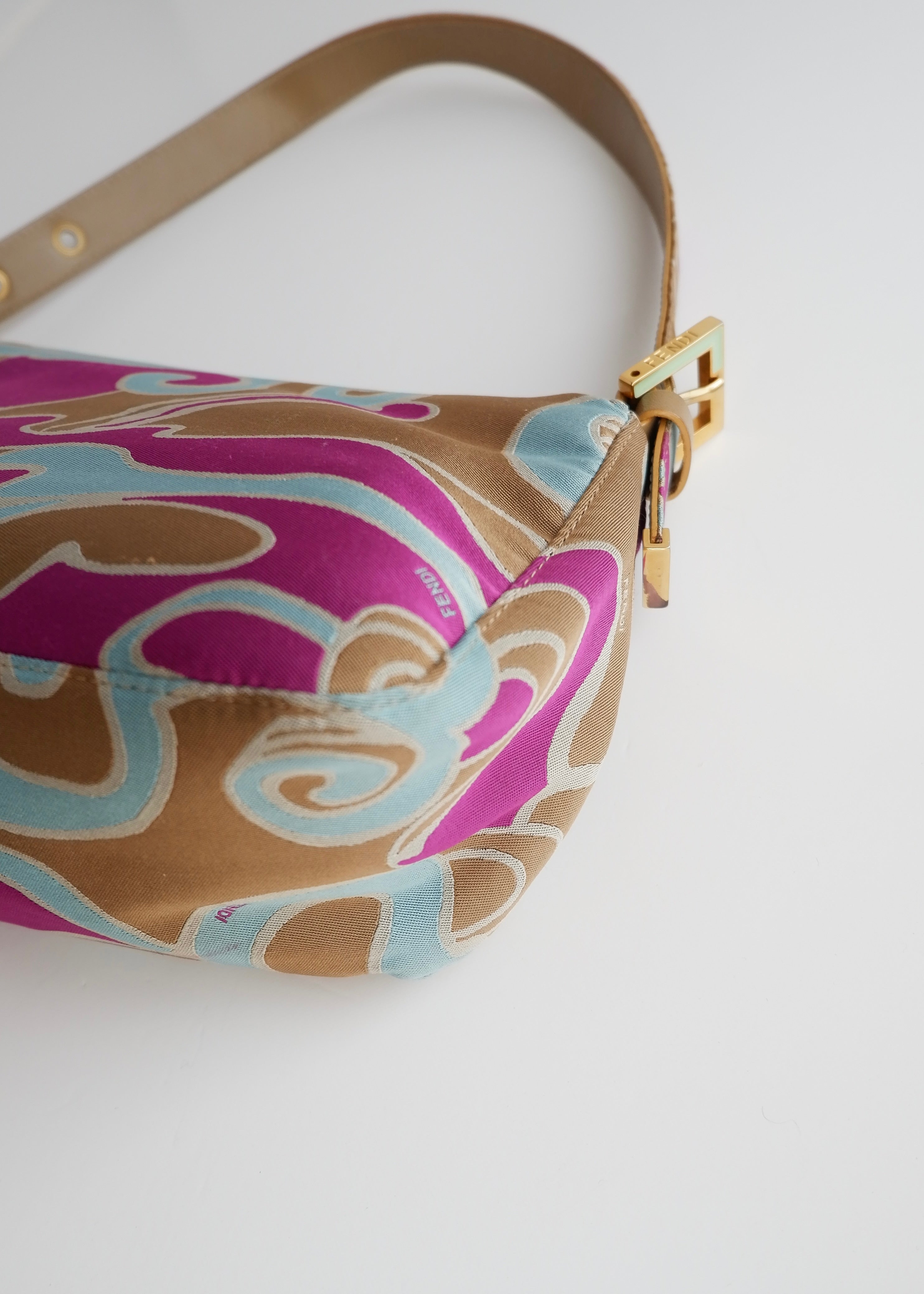 Authentic Preowned Fendi Psychedelic Swirl Multi Color Baguette Shoulder Bag