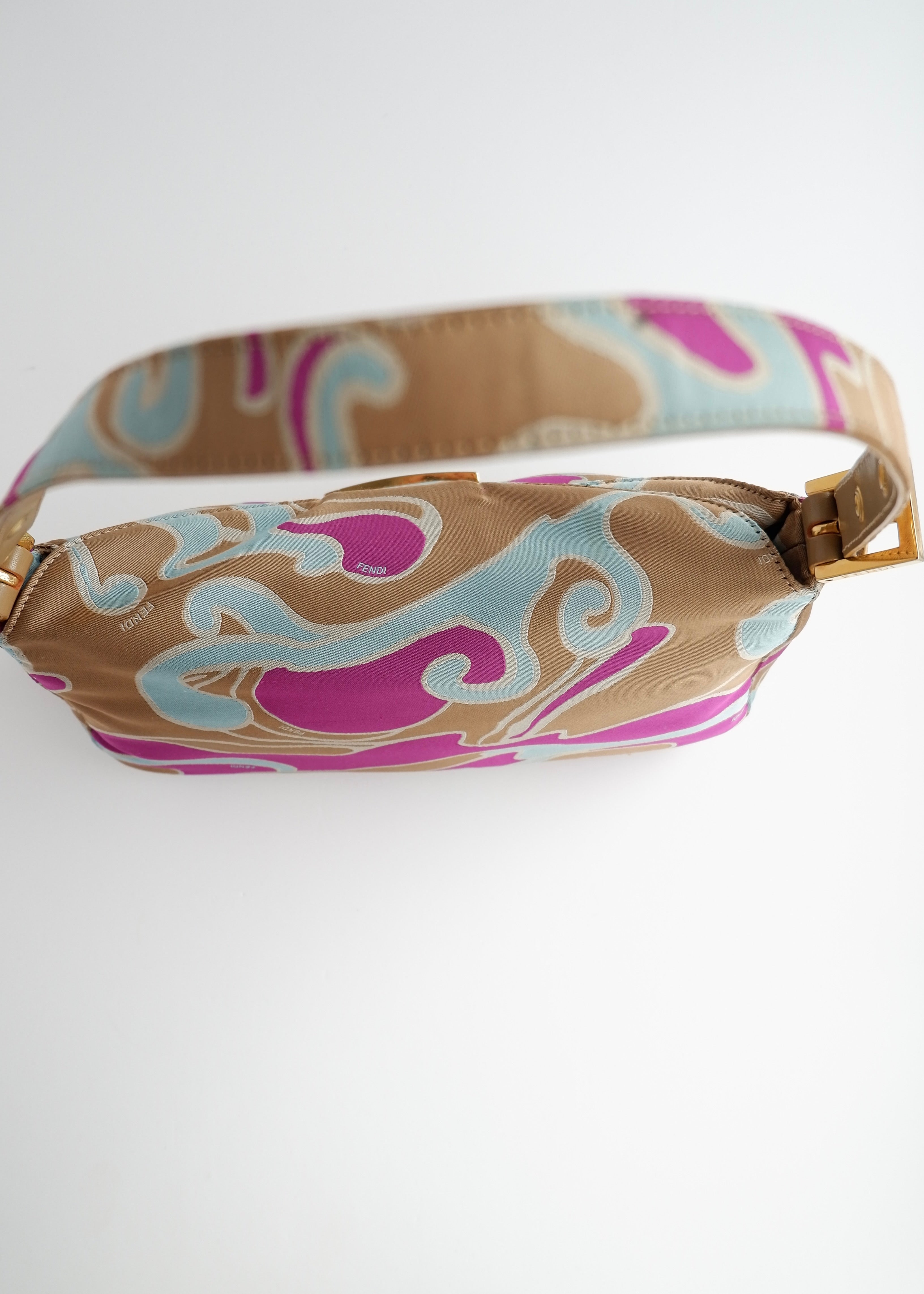 Authentic Preowned Fendi Psychedelic Swirl Multi Color Baguette Shoulder Bag