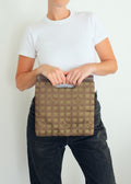 Authentic Preowned Vintage Chanel Khaki Canvas/ Leather Travel Line Clutch