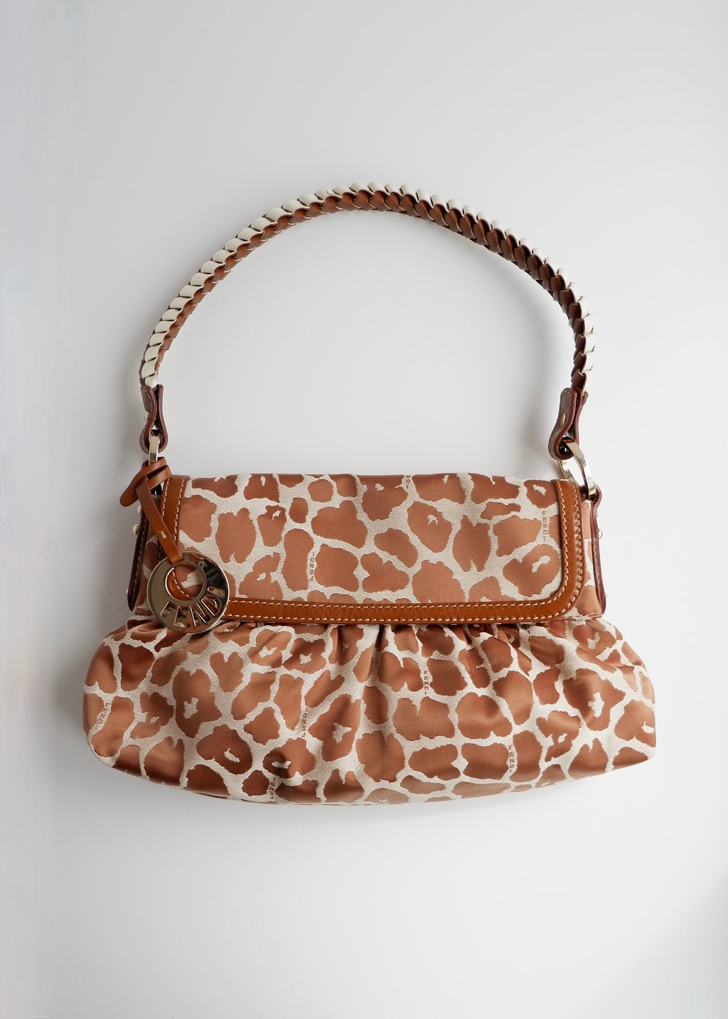 Authentic Preowned Fendi Brown Leopard Fabric Chef Shoulder Bag