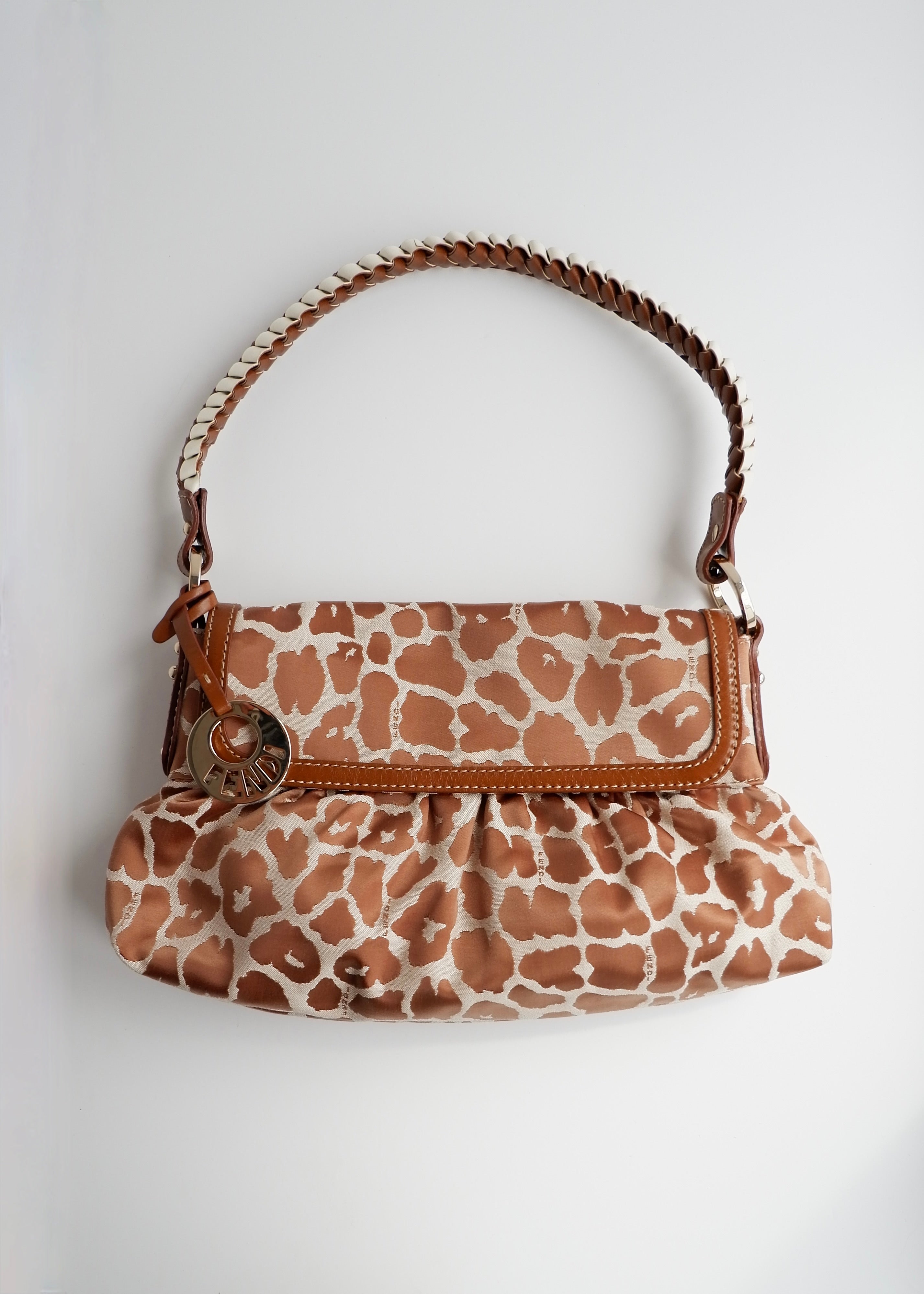 Authentic Preowned Fendi Brown Leopard Fabric Chef Shoulder Bag