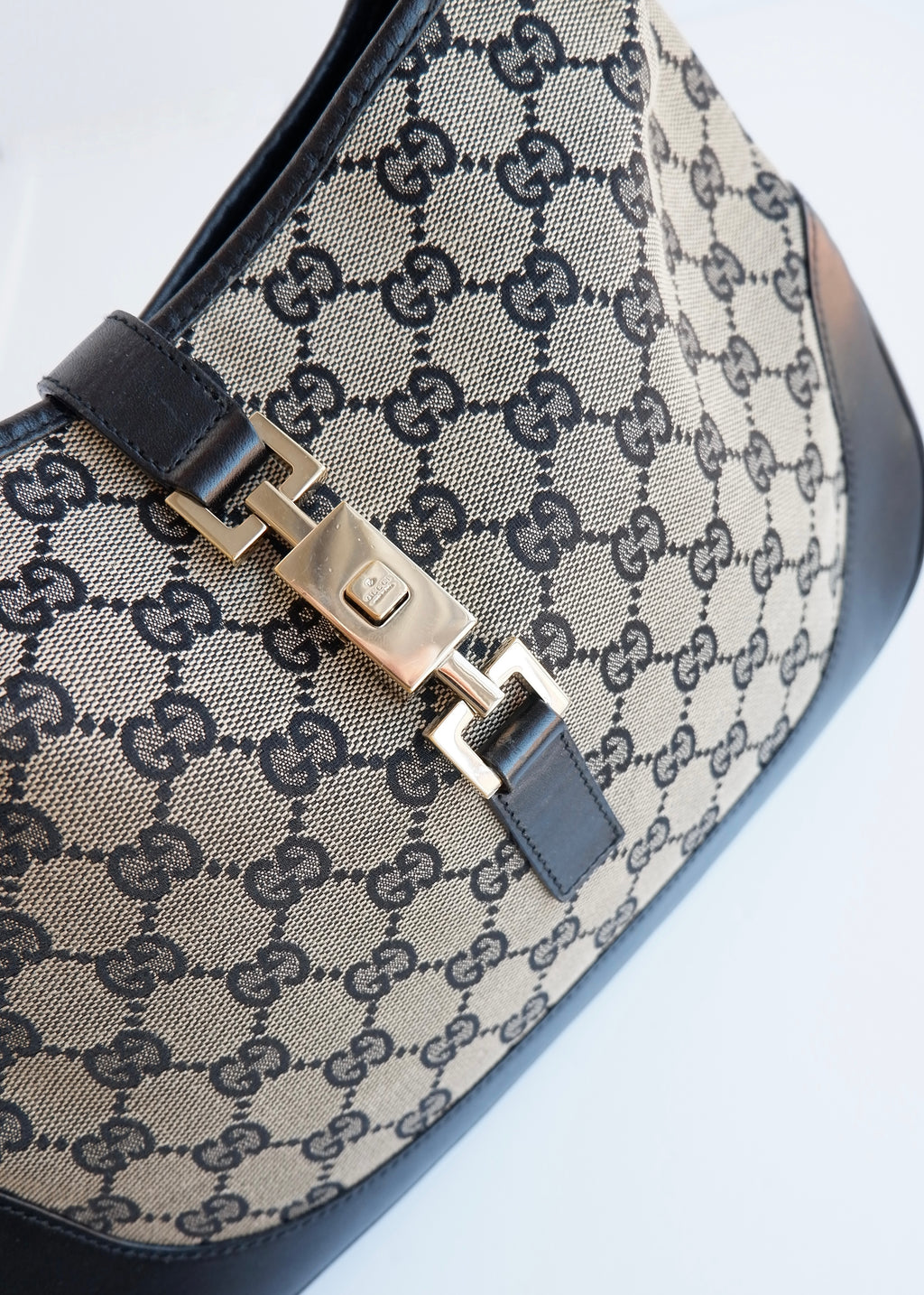 Authentic Preowned Gucci Black GG Canvas Jackie Shoulder Bag
