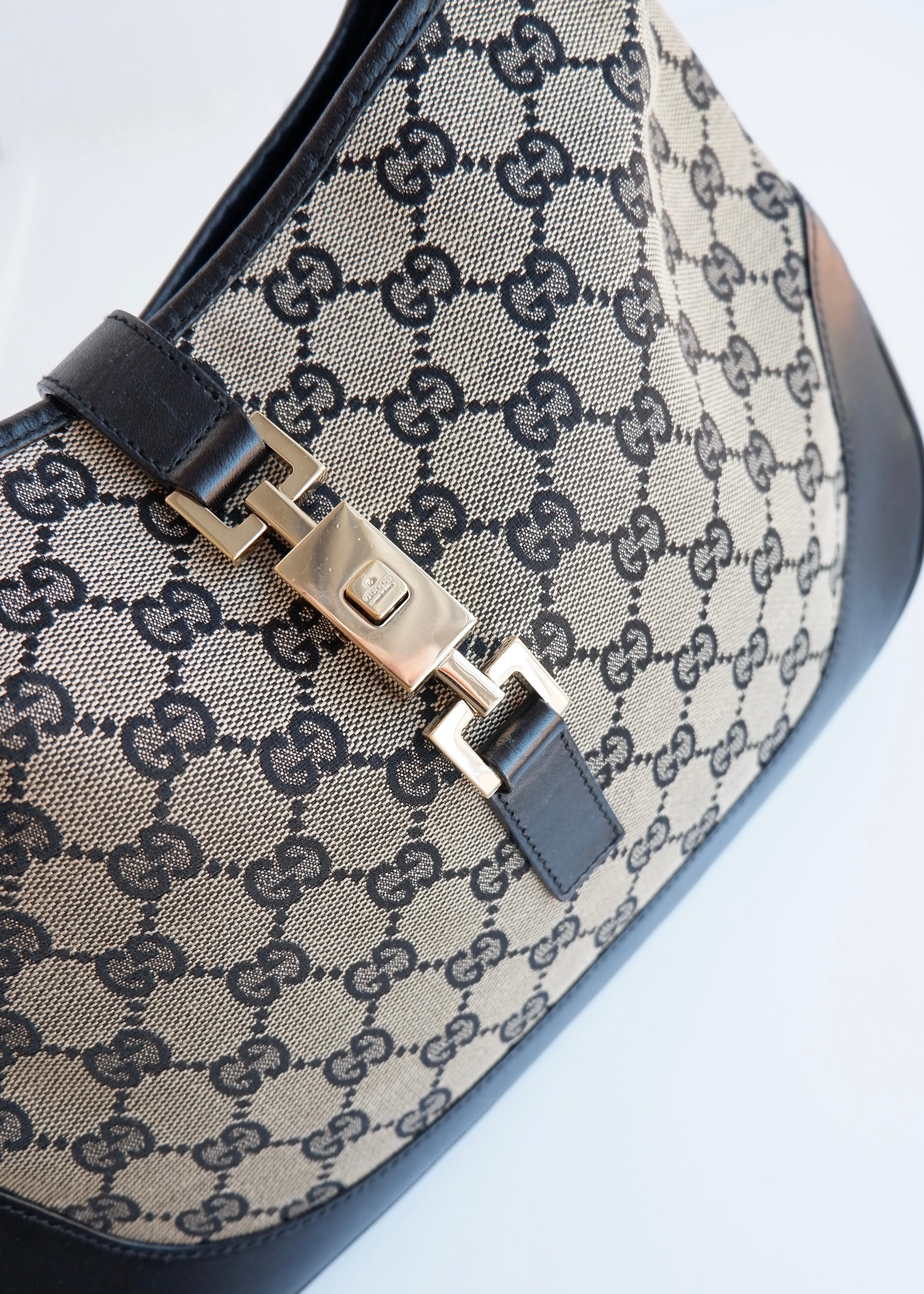 Authentic Preowned Gucci Black GG Canvas Jackie Shoulder Bag