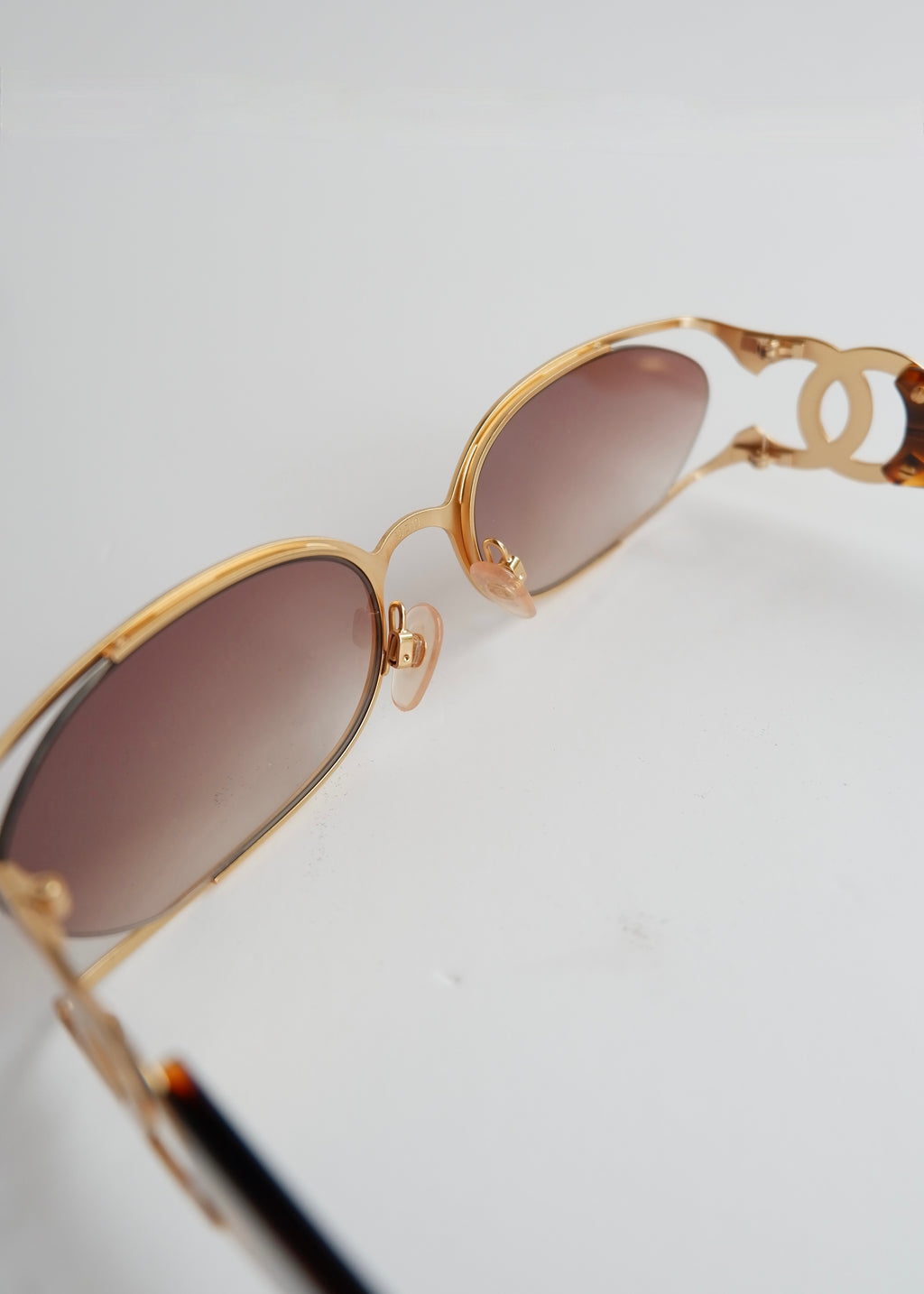 Authentic Preowned Vintage Chanel Brown Tortoise Aviator Style Sunglasses