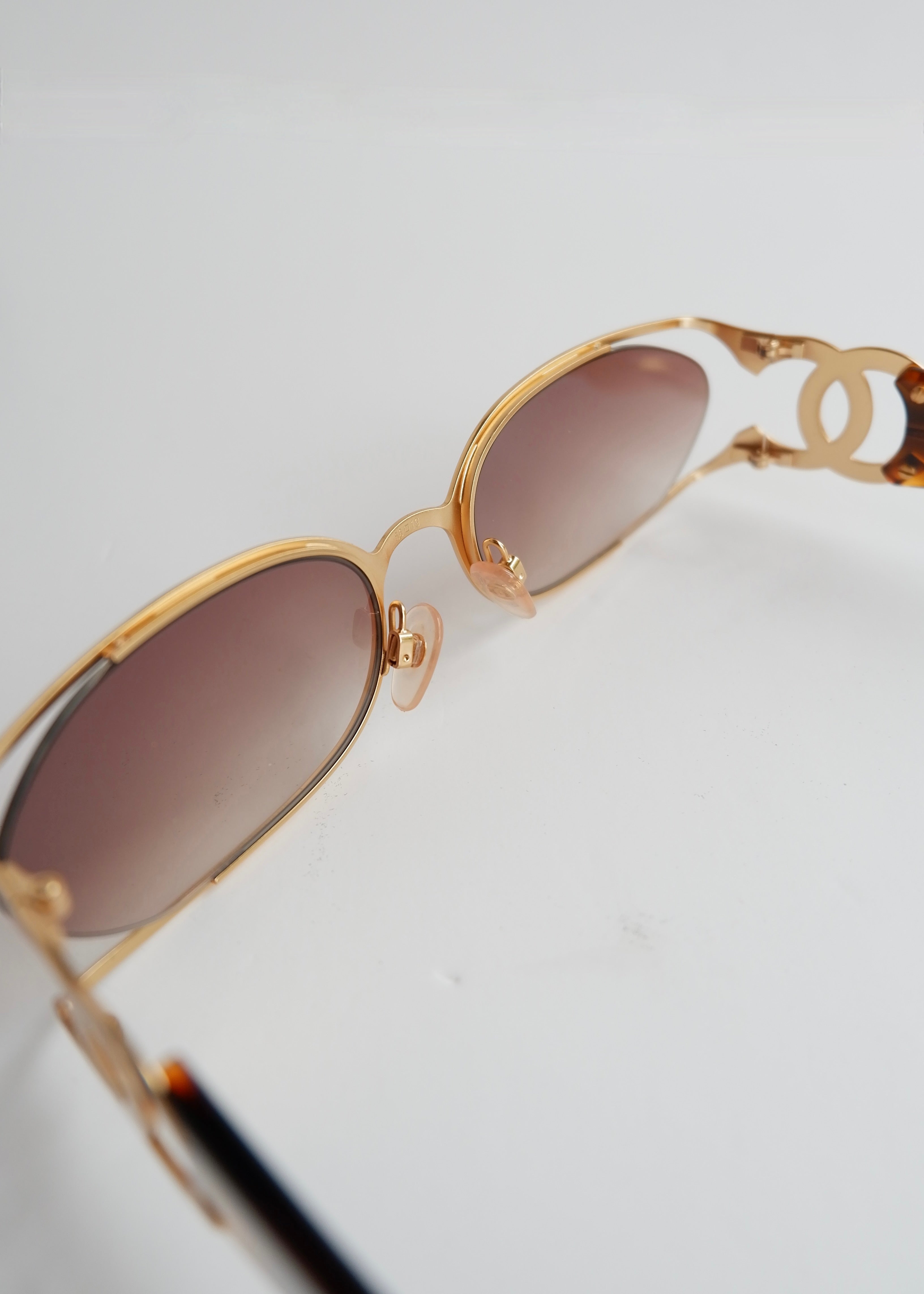 Authentic Preowned Vintage Chanel Brown Tortoise Aviator Style Sunglasses