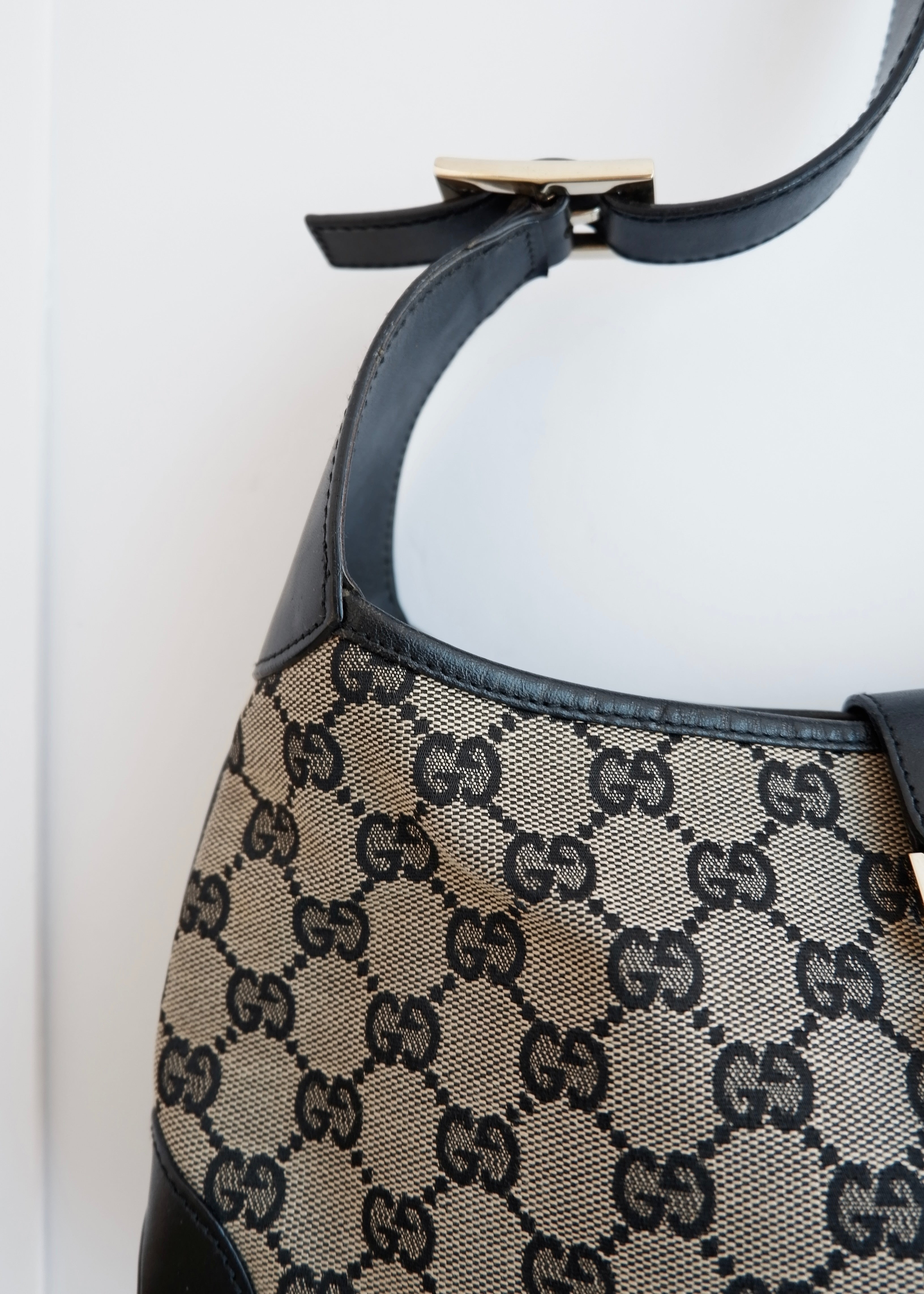 Authentic Preowned Gucci Black GG Canvas Jackie Shoulder Bag