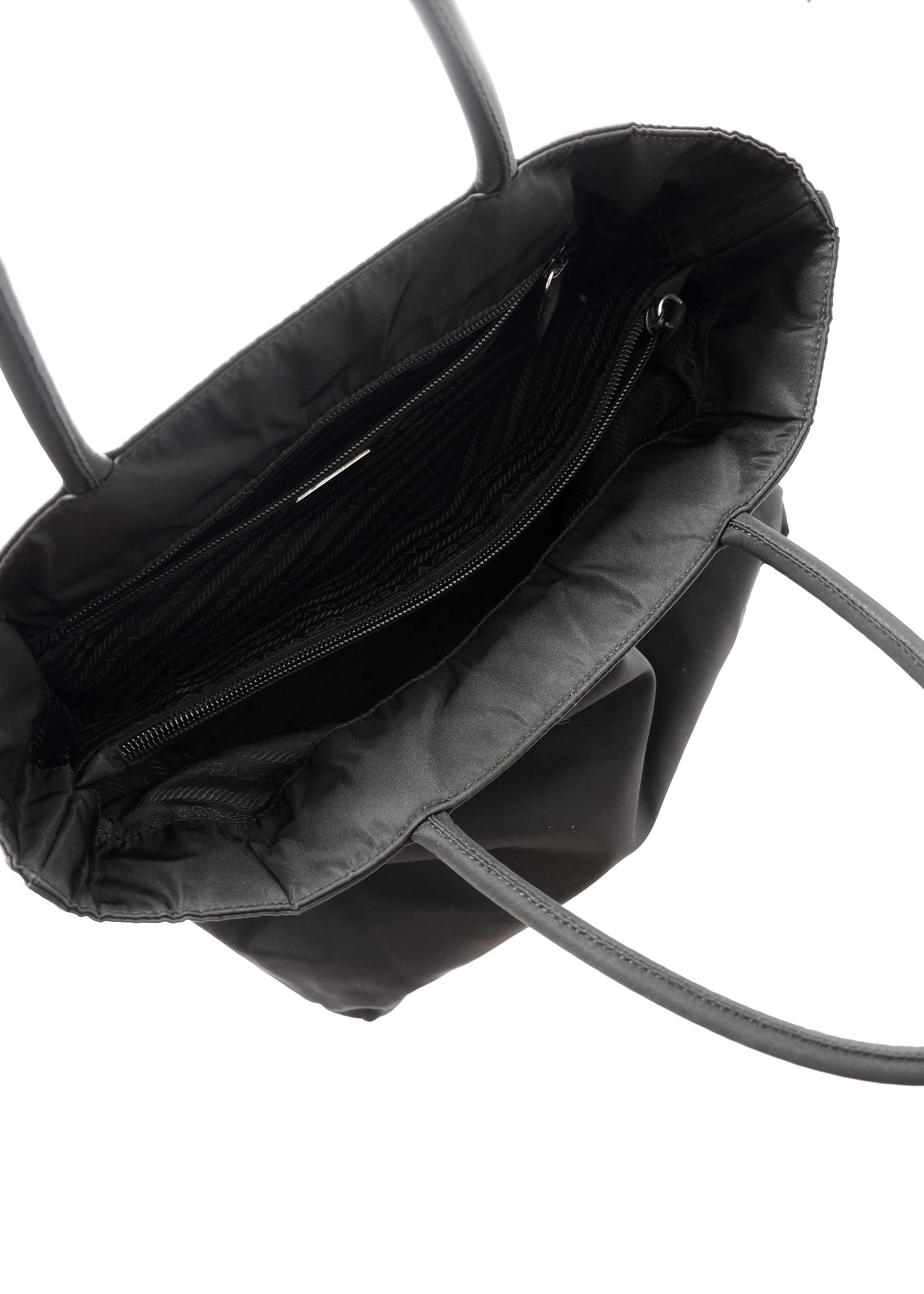 Authentic Prewned Prada Black Nylon Top Handle Handbag