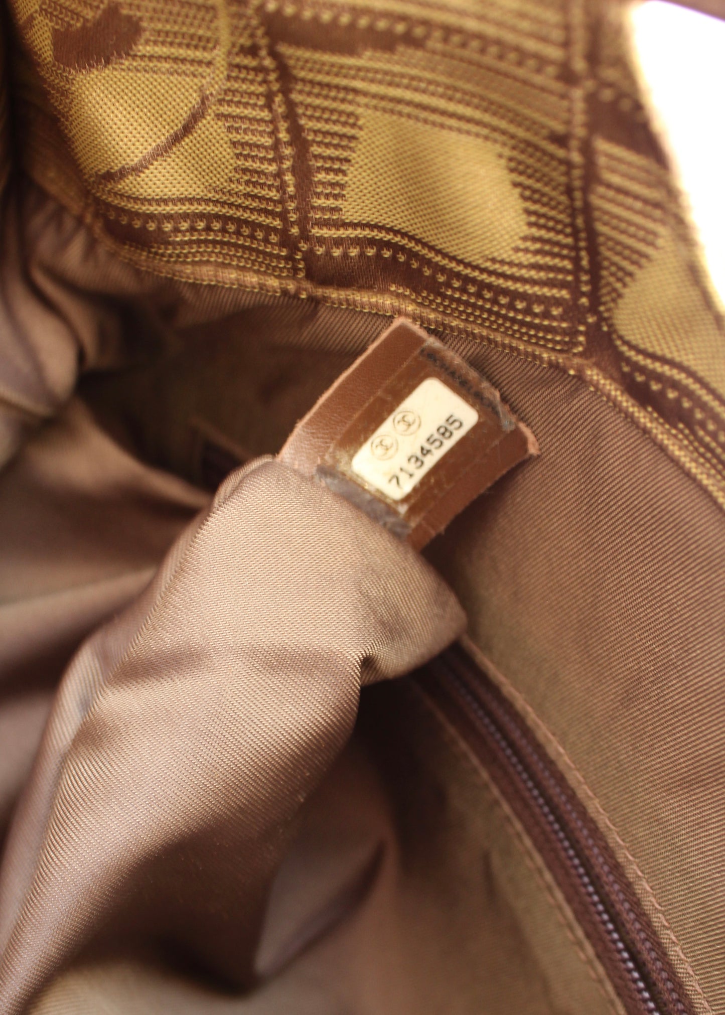 Authentic Preowned Vintage Chanel Khaki Canvas/ Leather Travel Line Clutch