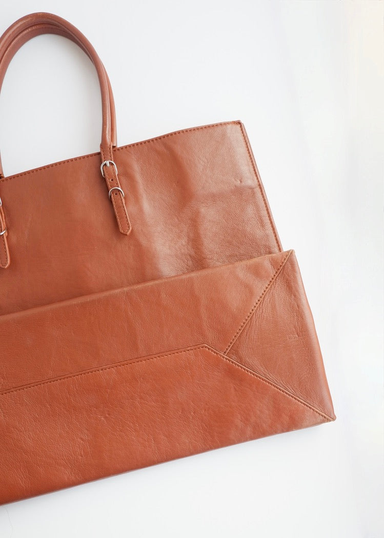 Authentic Preowned Balenciaga Brown Leather Large City Tote Bag