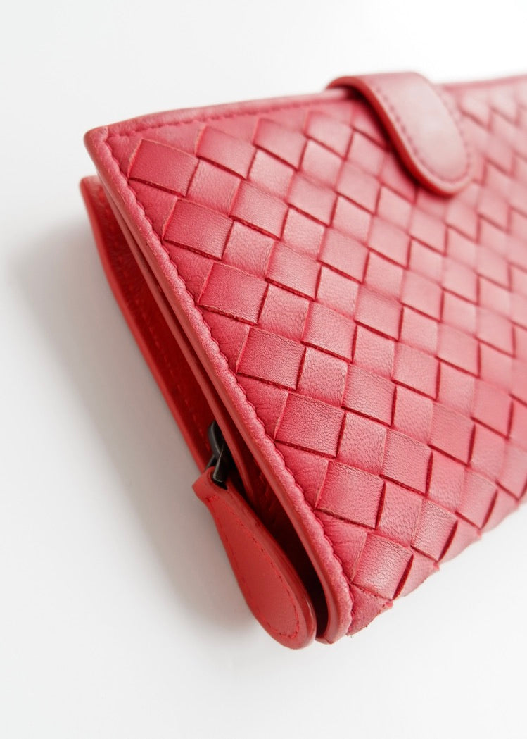Authentic Preowned Bottega Veneta Red Leather Bi Fold Wallet