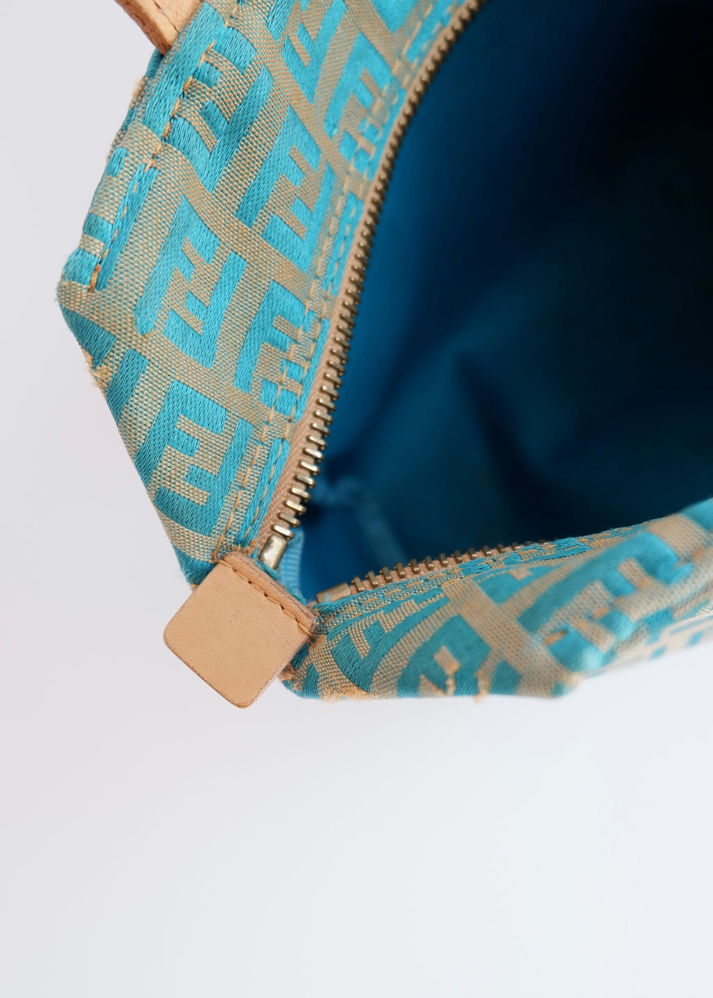Authentic Preowned Fendi Turquoise Canvas Zucchino Micro Handbag