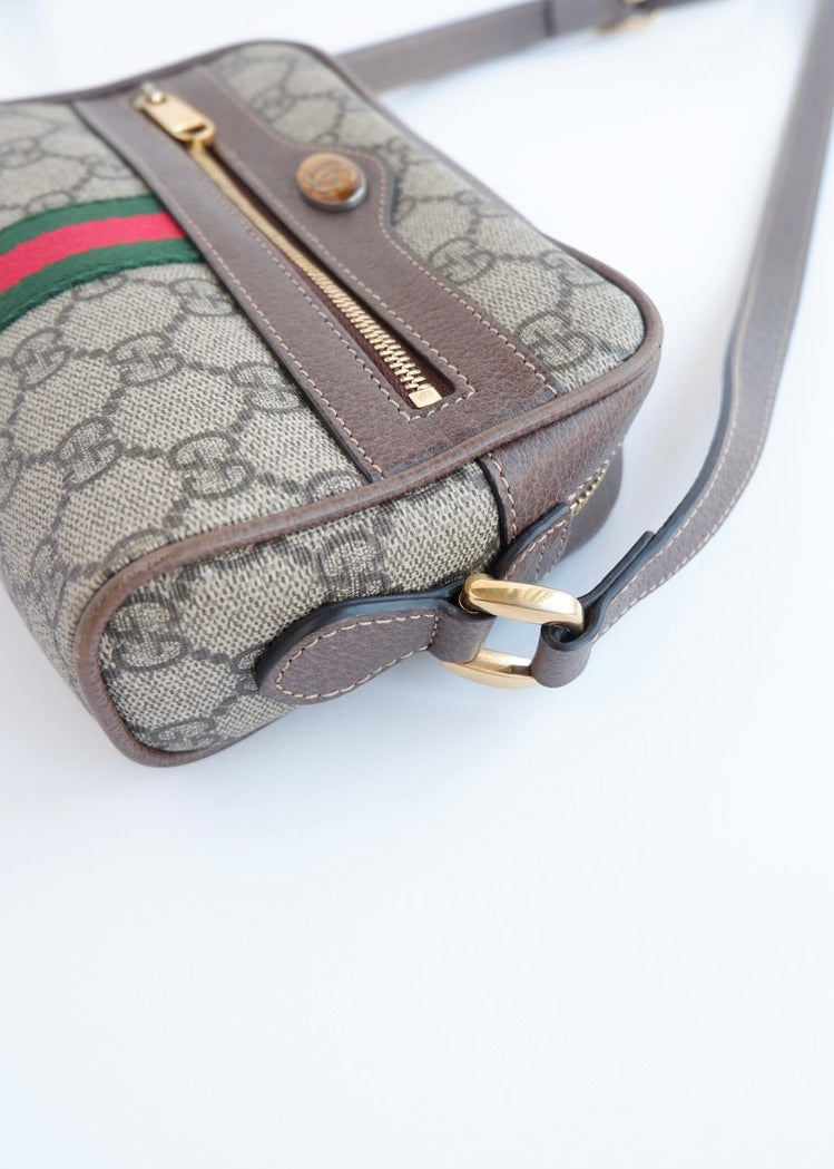 Authentique Sac bandoulière mini Ophidia Gucci en toile GG marron d'occasion