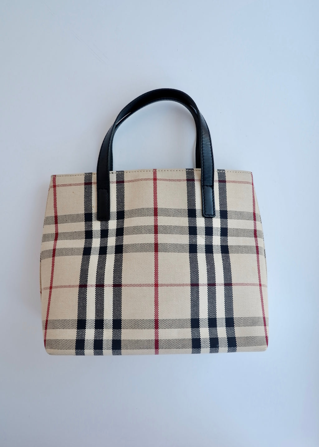Sac à main Burberry d'occasion authentique en toile Nova Check avec poignée supérieure
