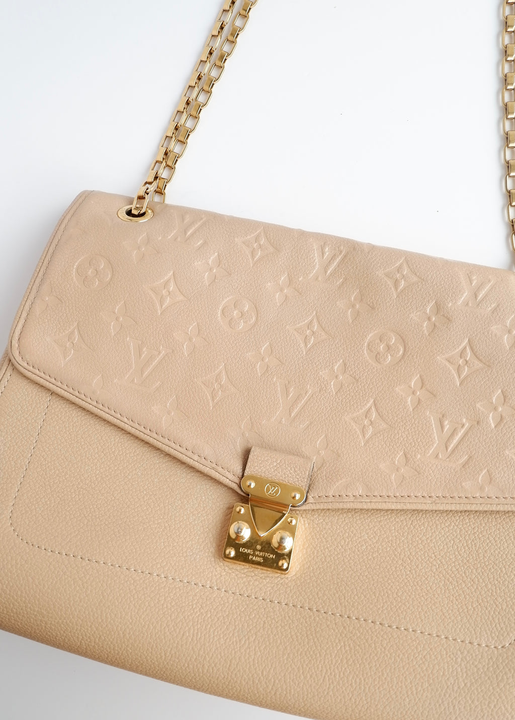 Authentic Preowned Louis Vuitton Cream Monogram Empreinte Leather St Germain MM Shoulder Bag