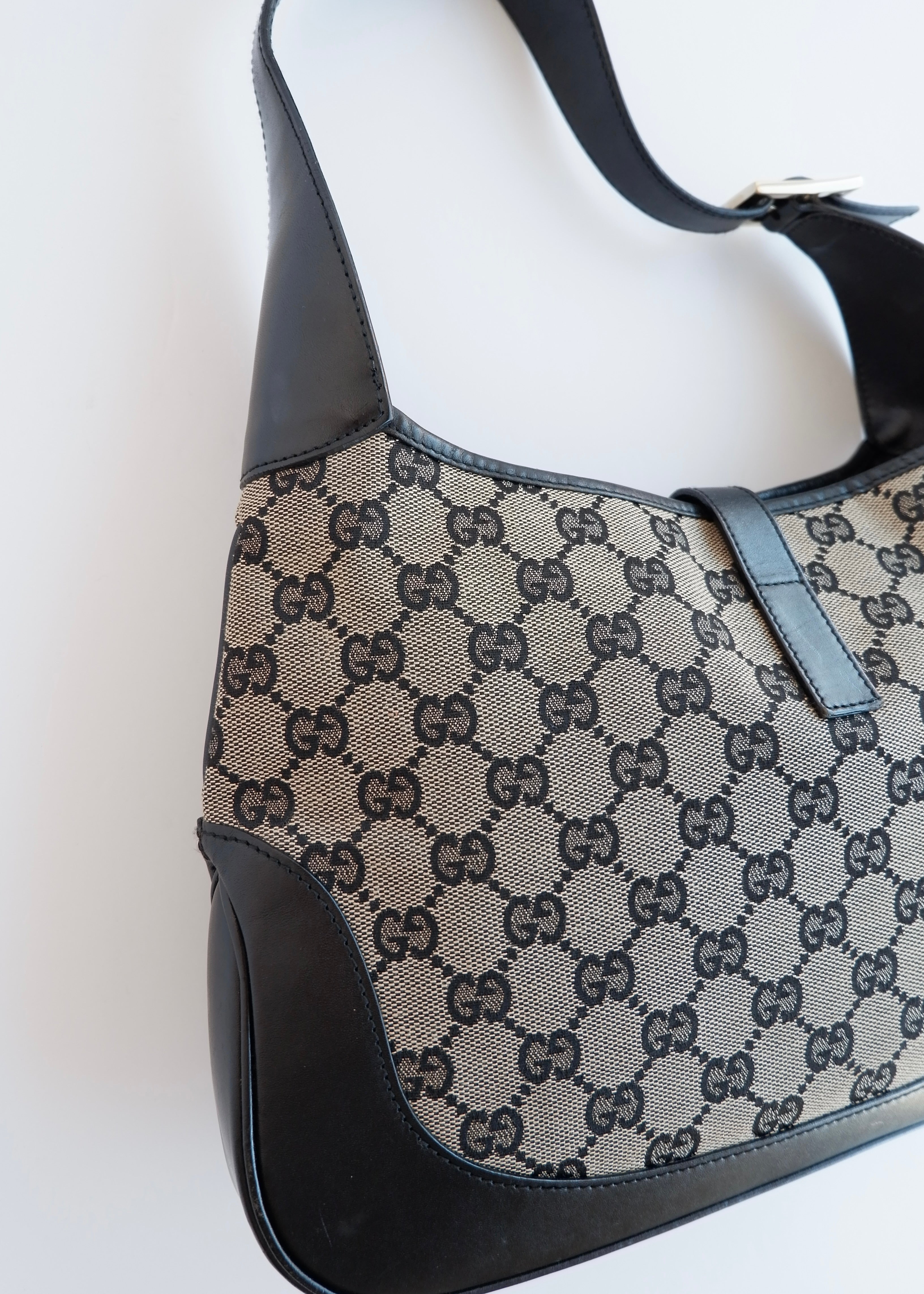 Authentic Preowned Gucci Black GG Canvas Jackie Shoulder Bag