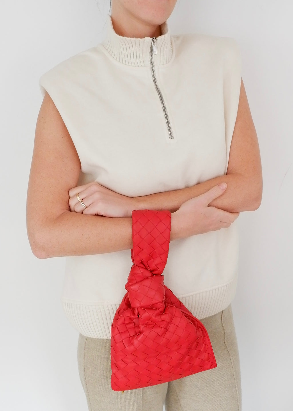 Authentic Preowned Bottega Veneta Red Woven Leather The Twist Bag