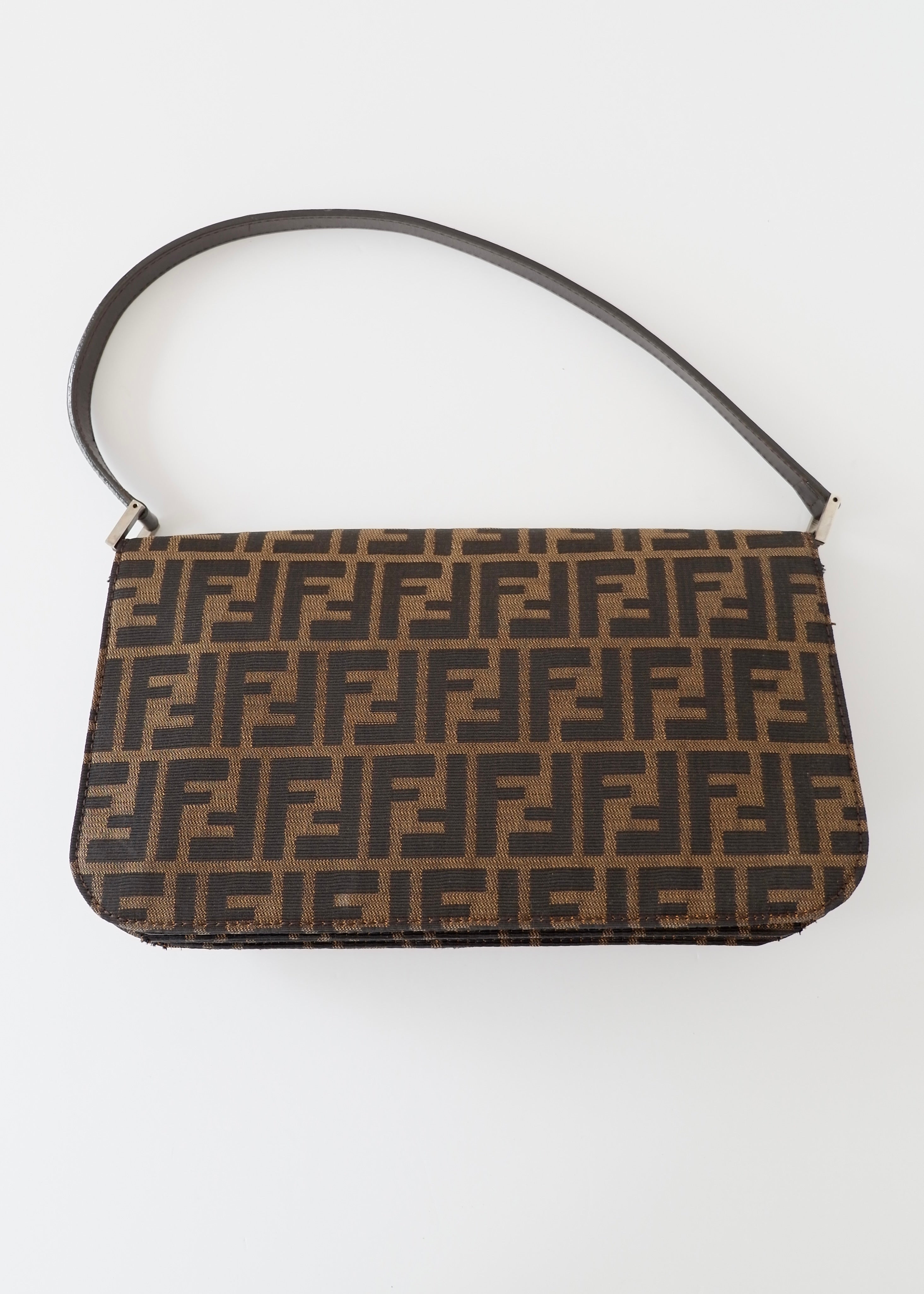 Authentic Preowned Vintage Fendi Brown Zucca Shoulder Bag