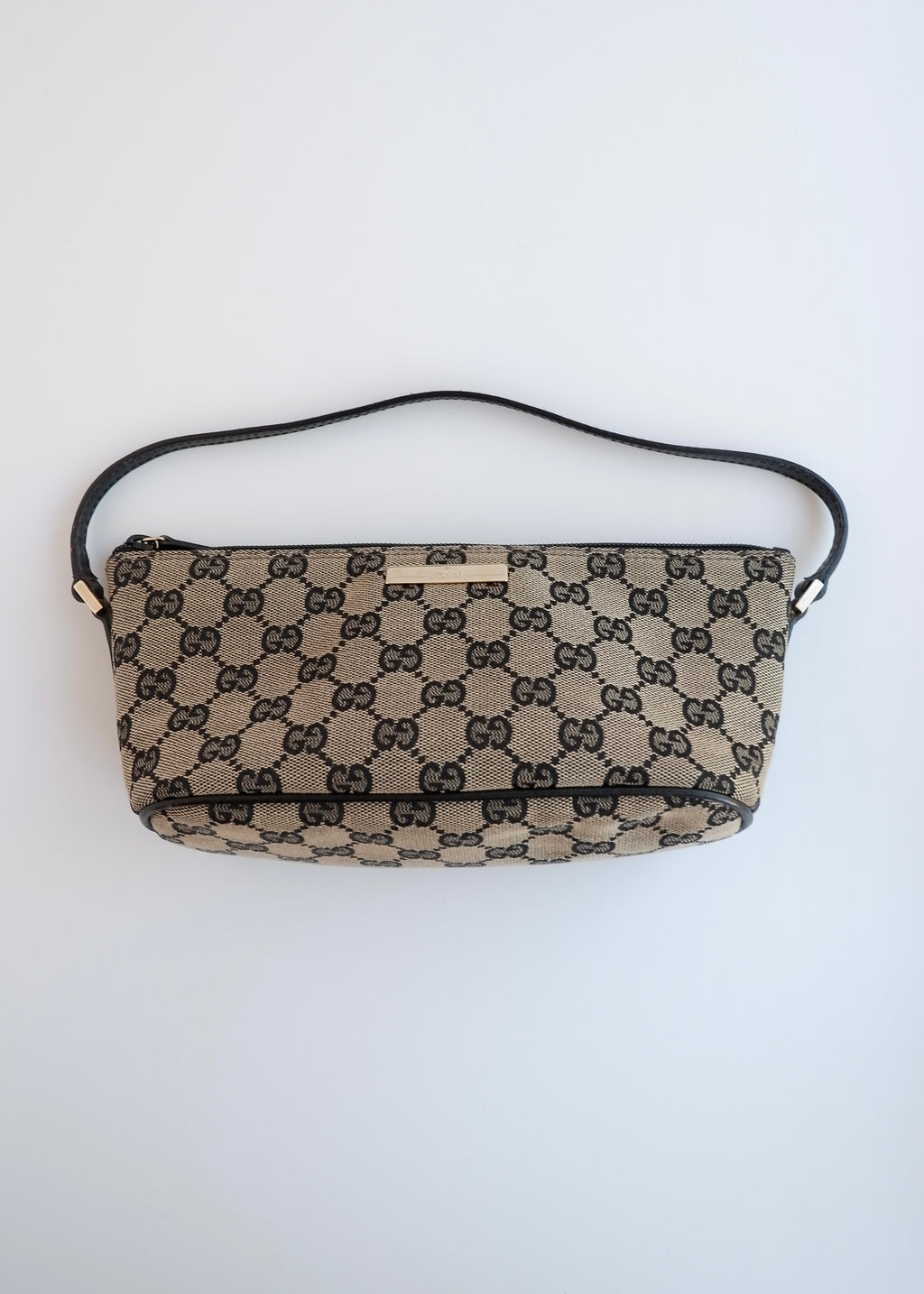 Authentic Preowned Gucci Black GG Canvas Boat Pochette Shoulder Bag