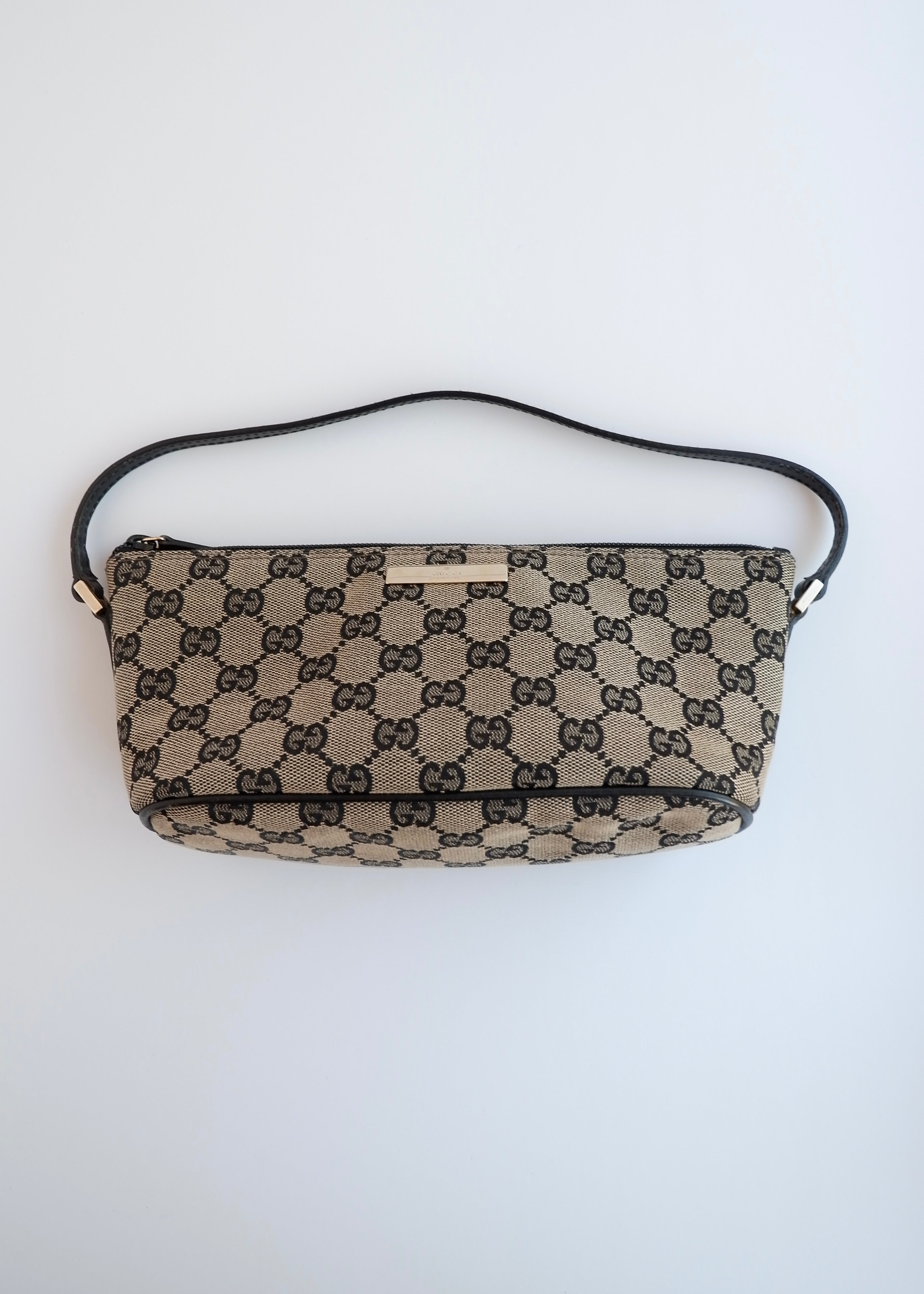 Authentic Preowned Gucci Black GG Canvas Boat Pochette Shoulder Bag