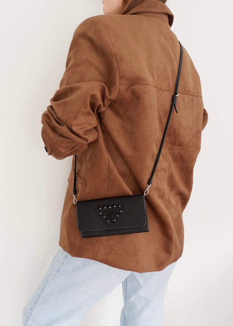 Authentique WOC Prada en nylon/cuir noir d'occasion