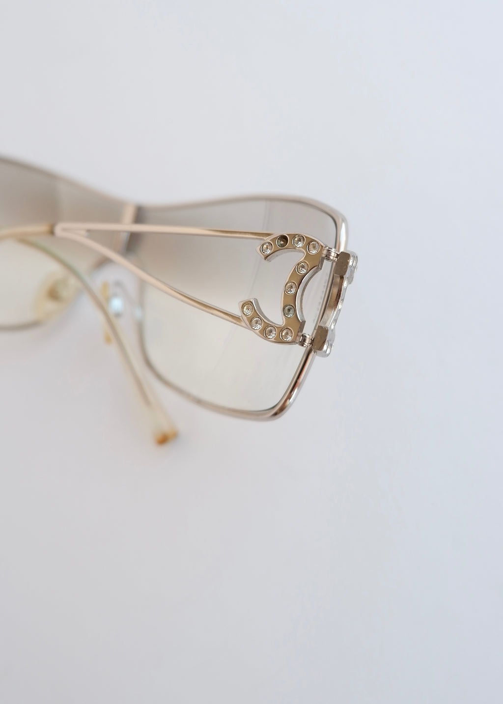 Authentic Preowned Vintage Chanel Transparent Crystal CC Logo Sunglasses