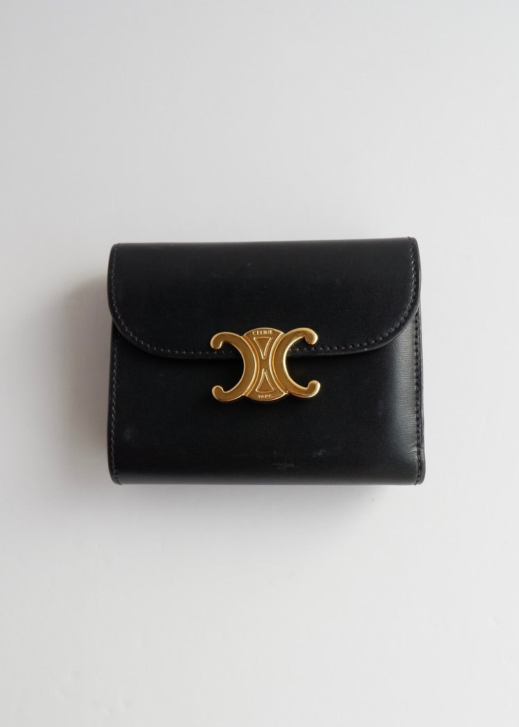 Portefeuille Celine Triomphe noir authentique d'occasion