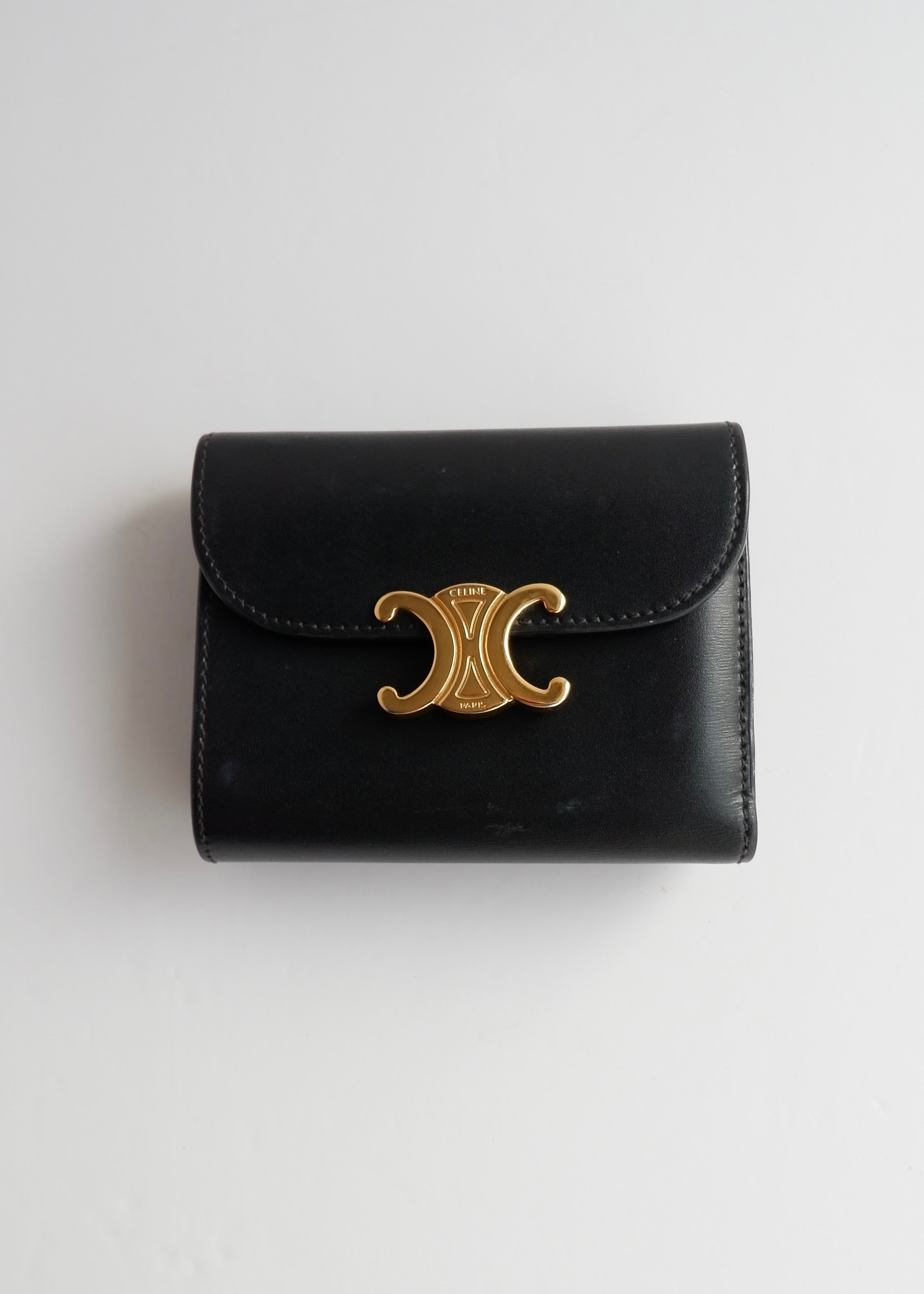 Portefeuille Celine Triomphe noir authentique d'occasion