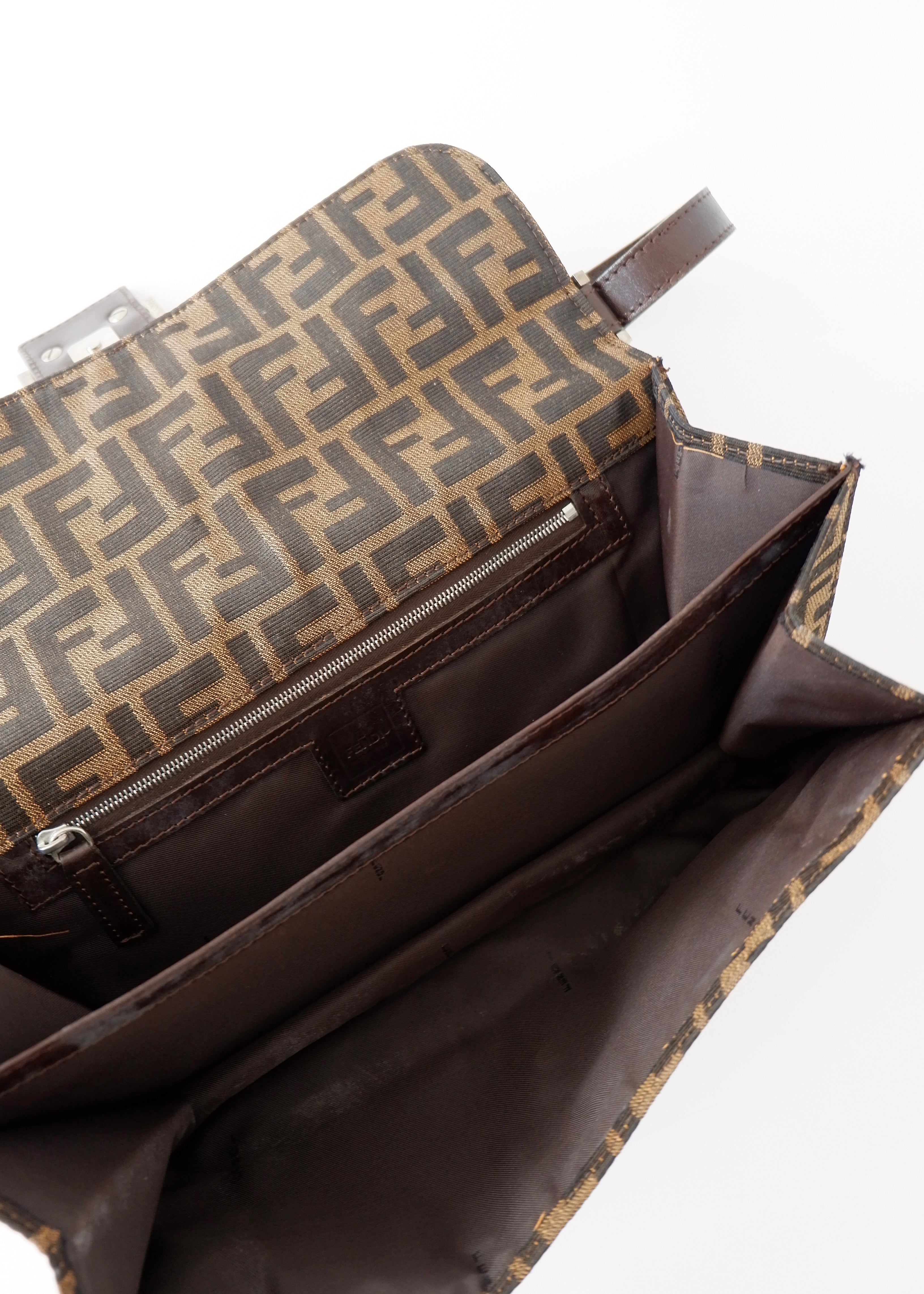 Authentic Preowned Vintage Fendi Brown Zucca Shoulder Bag