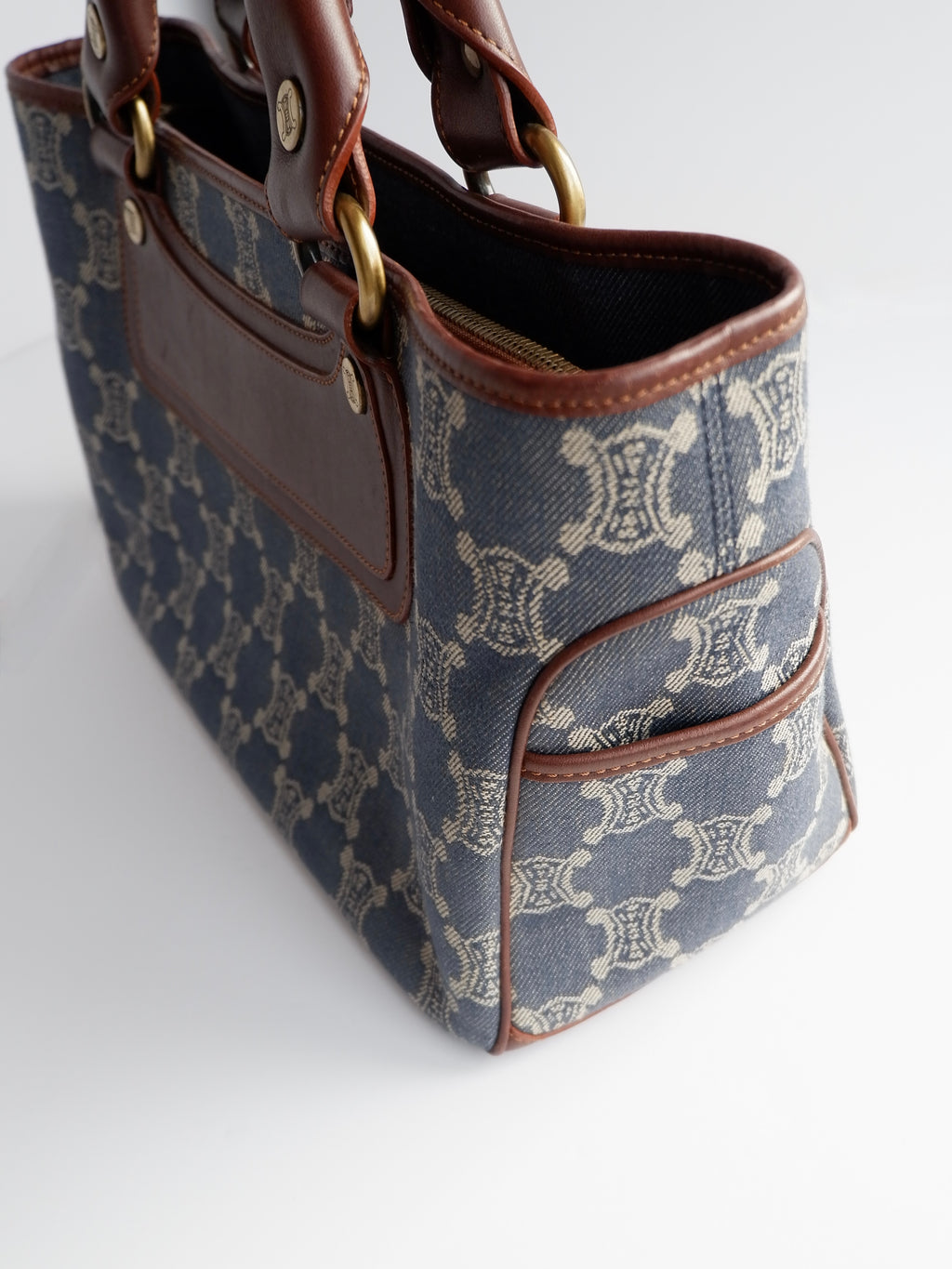 Authentic Preowned Vintage Celine Blue Denim Triomphe Boogie Bag