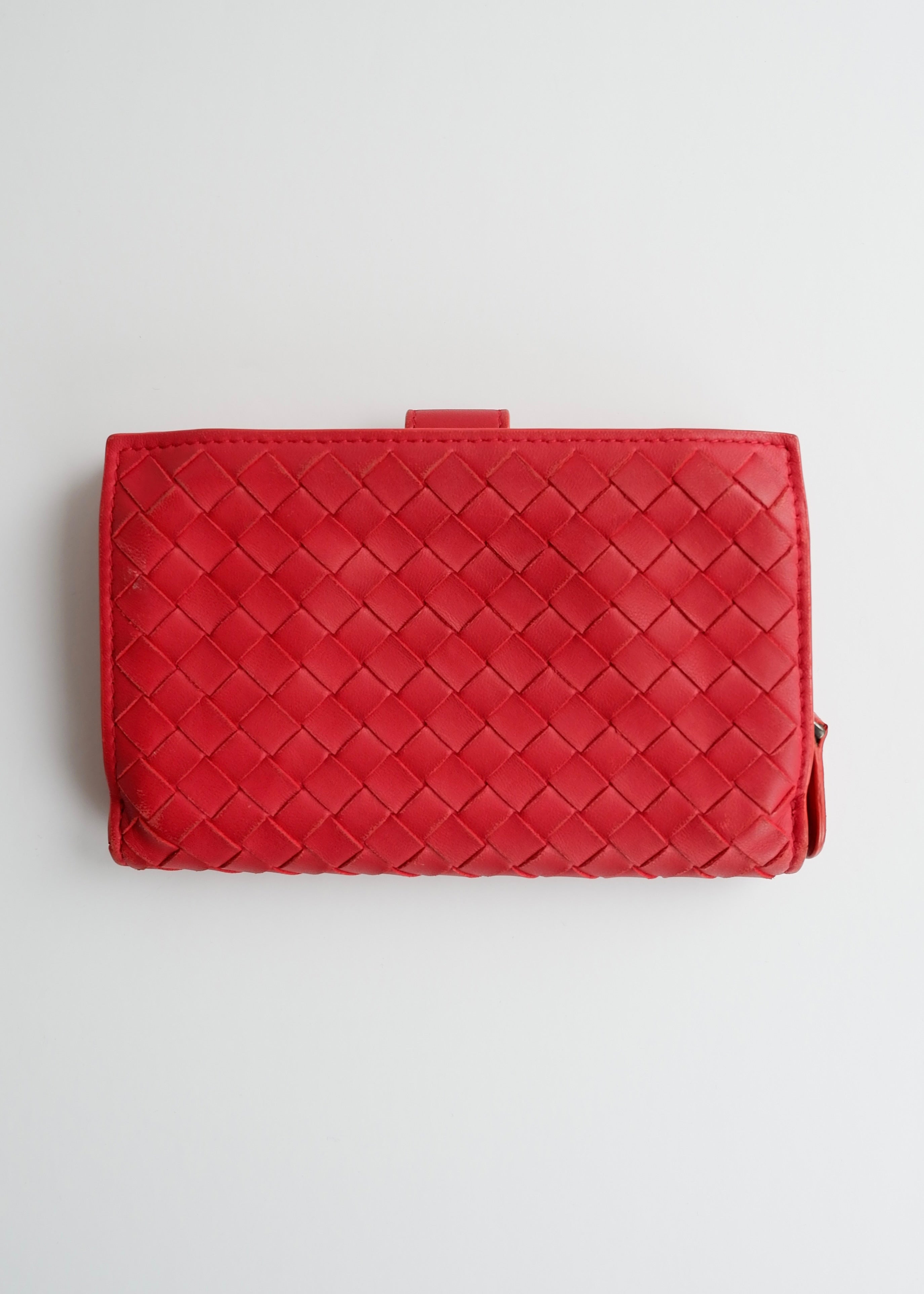 Authentic Preowned Bottega Veneta Red Leather Bi Fold Wallet