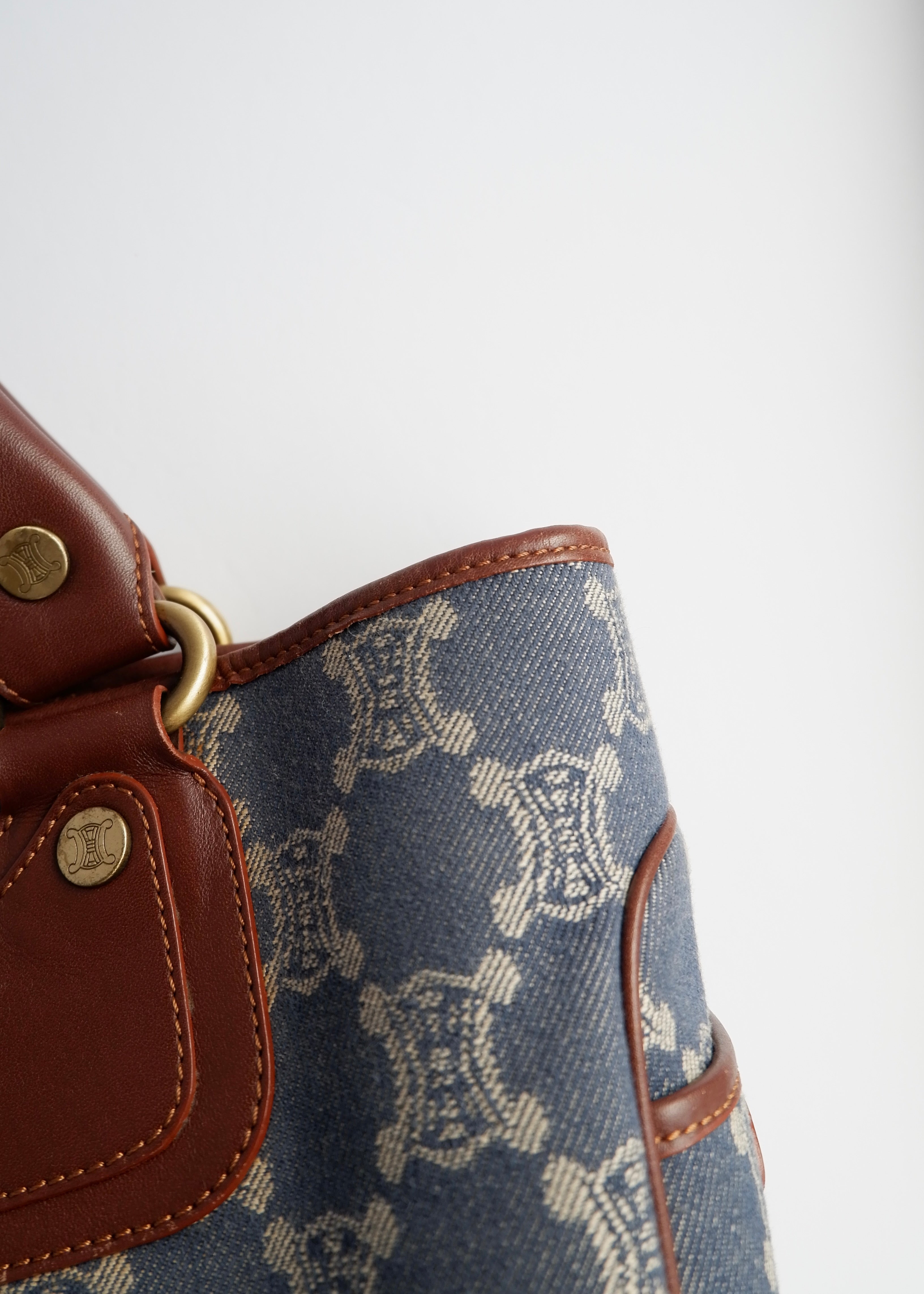 Authentic Preowned Vintage Celine Blue Denim Triomphe Boogie Bag